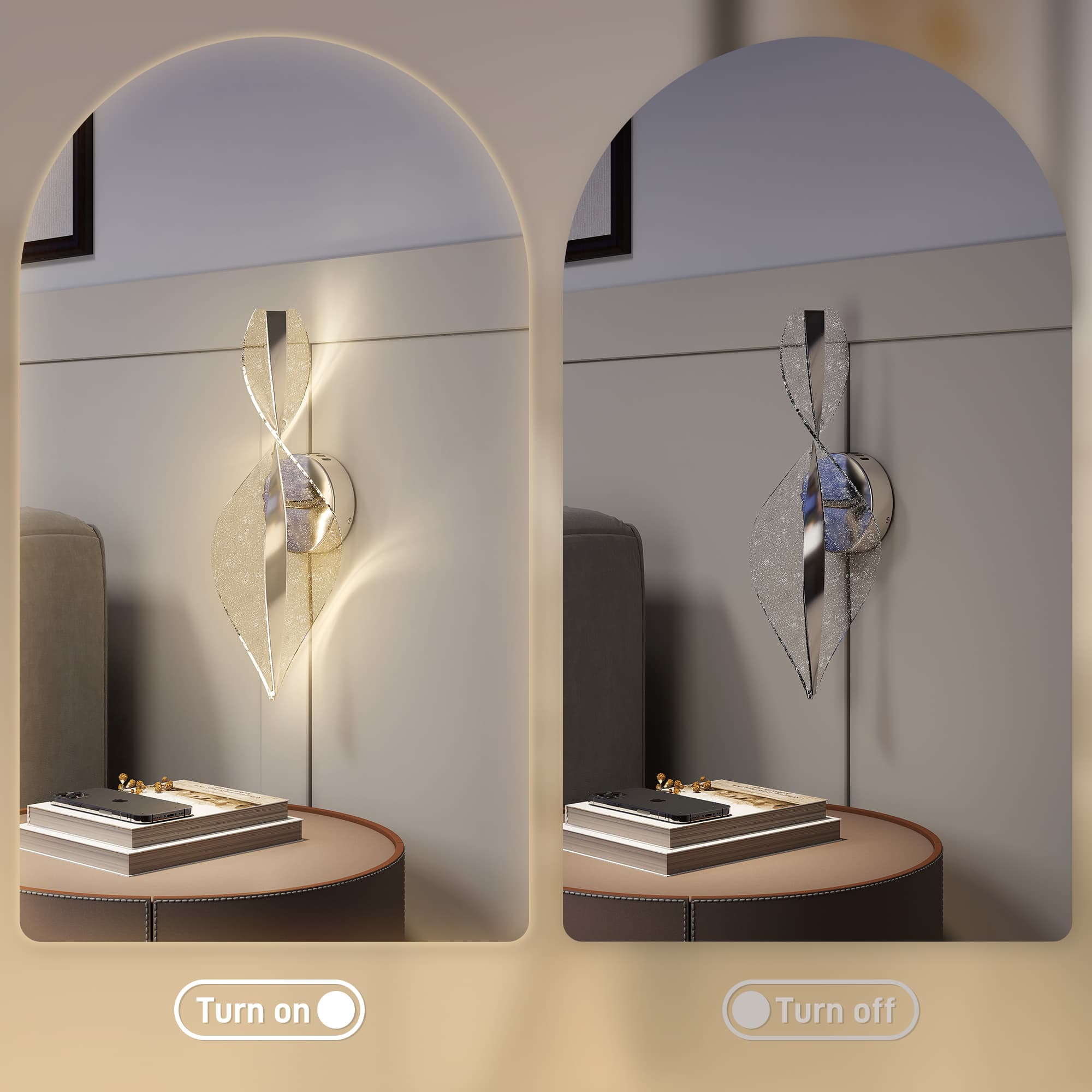 Silver Leaf LED Wall Sconces with Adjustable Colour Temperature - image 7