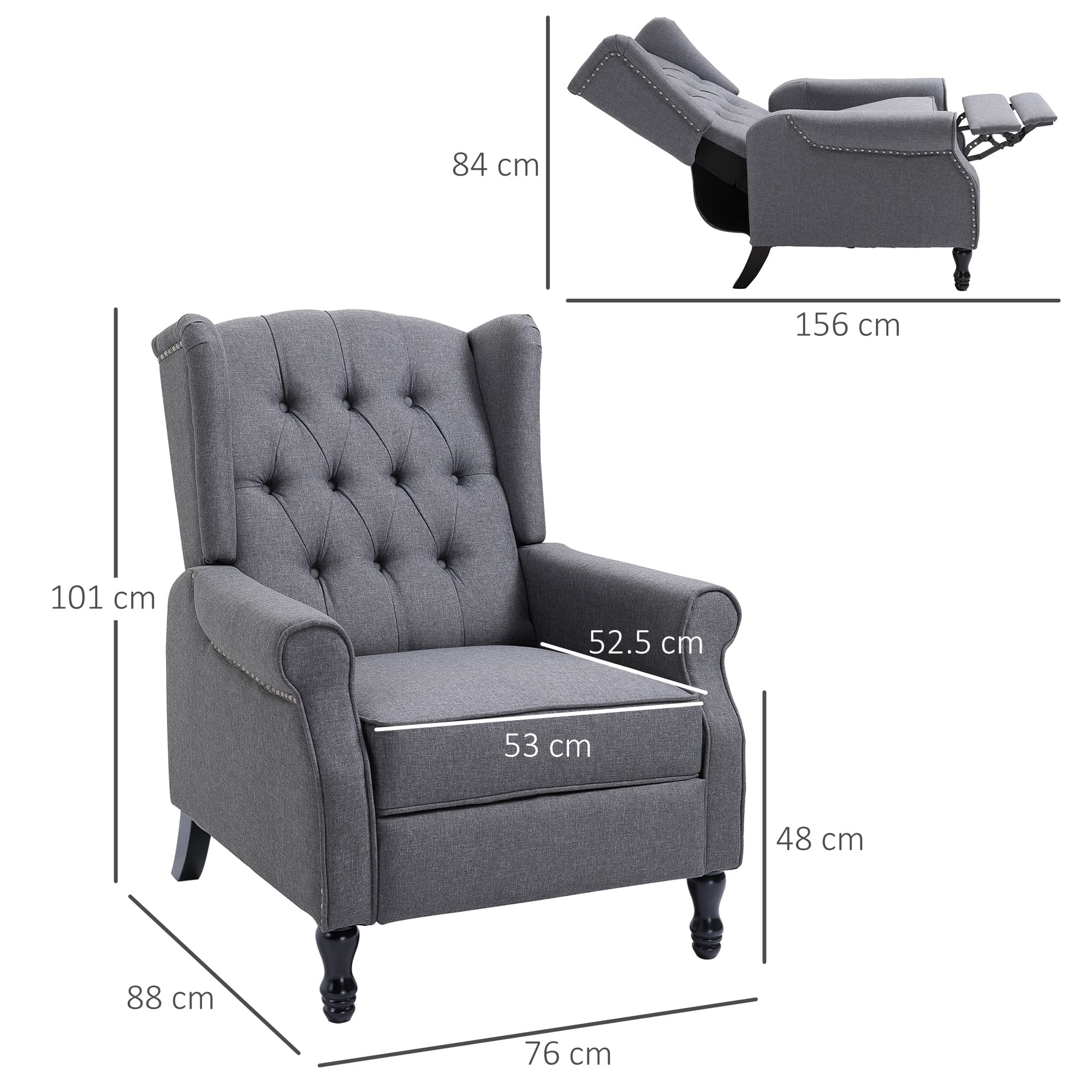 Relax in Style: Vintage Grey Tufted Recliner Armchair - image 3