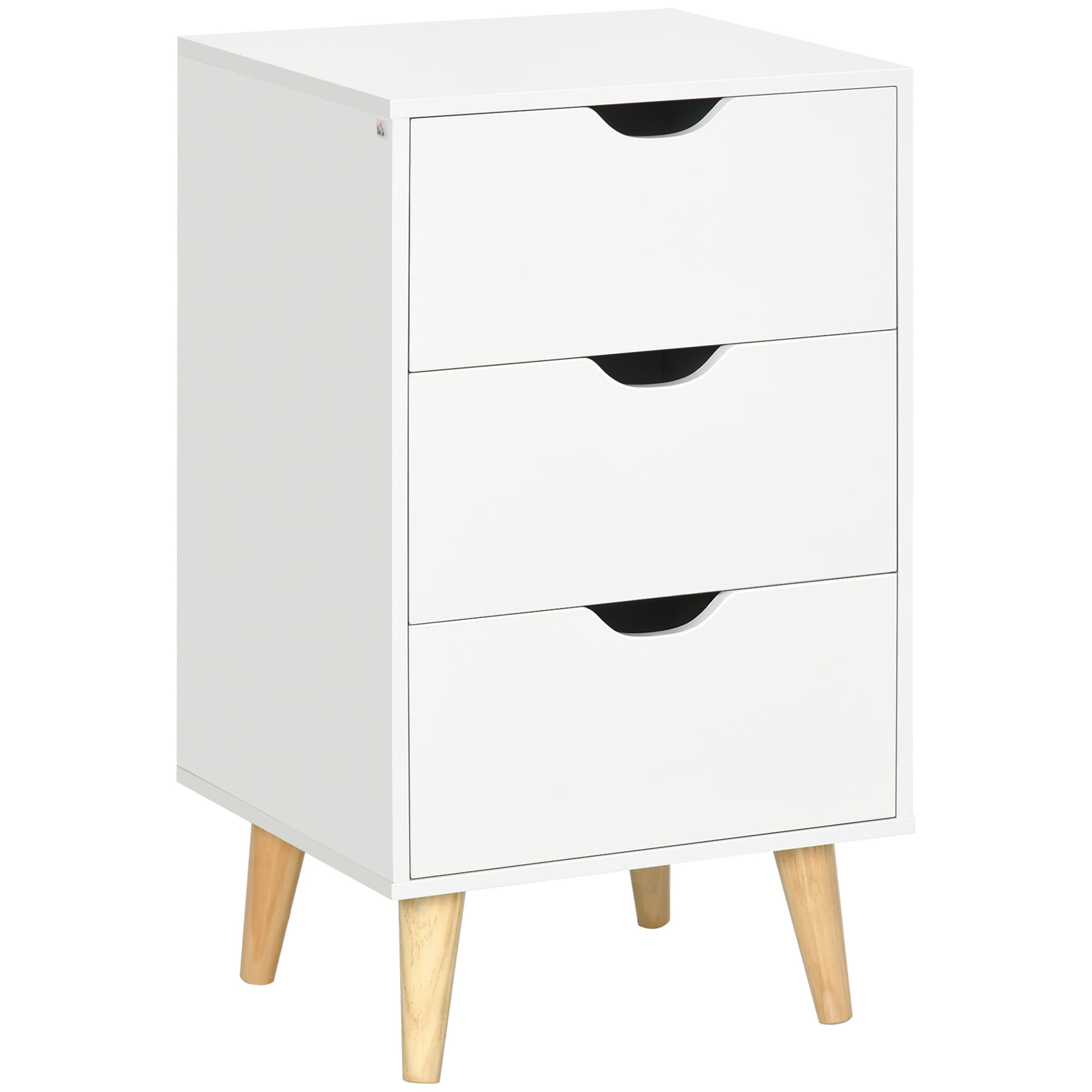 Effortless Storage: White 3-Drawer Bedside Table - White