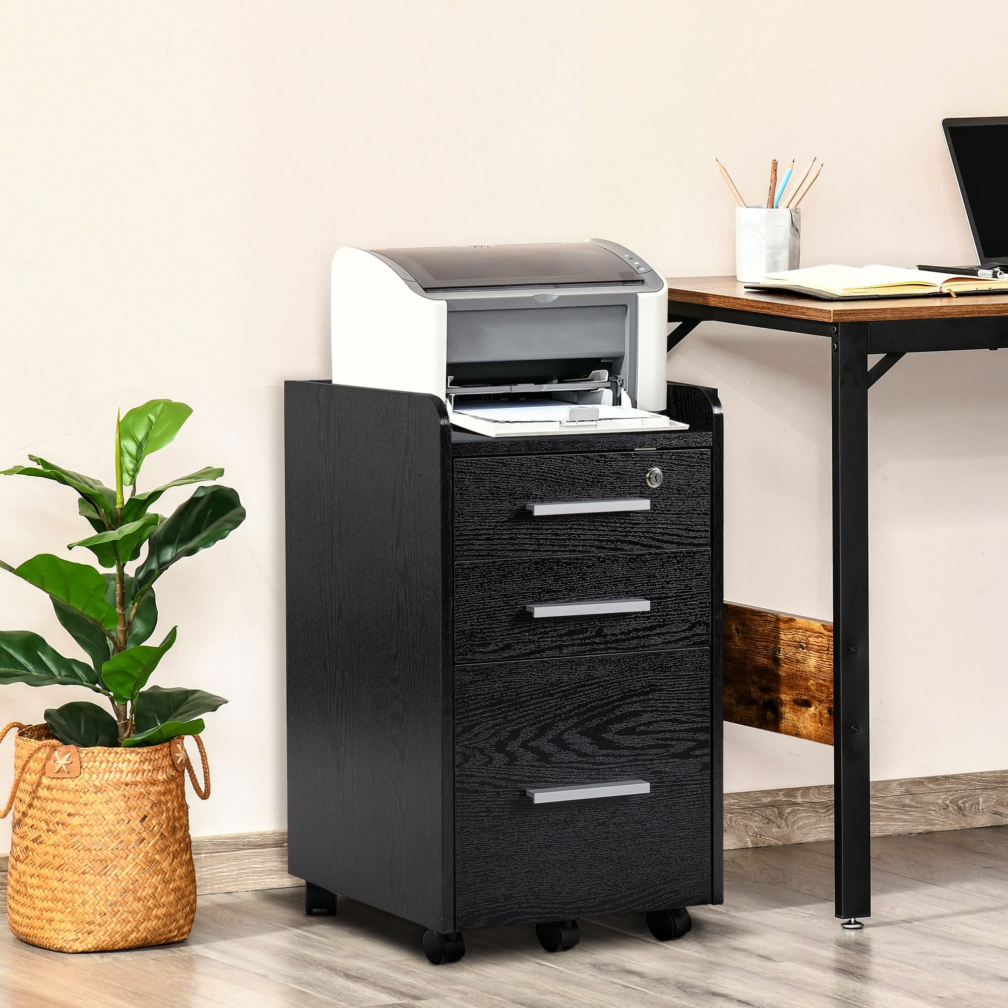 Secure Your Workspace with this Black 3-Drawer Filing Cabinet - image 3