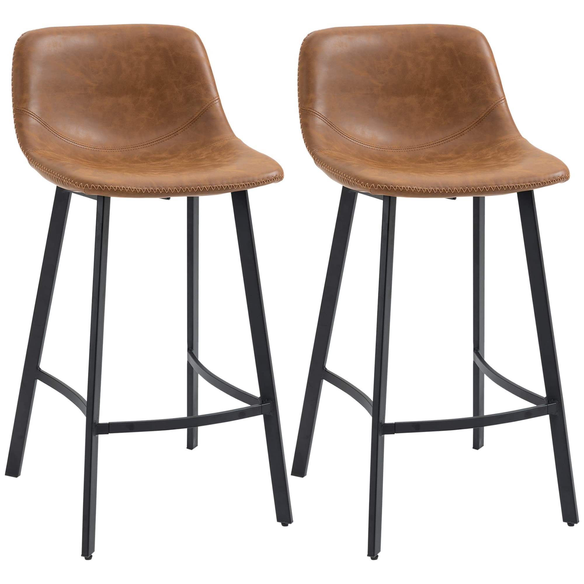 Transform Your Kitchen with Premium Faux Leather Stools - Brown