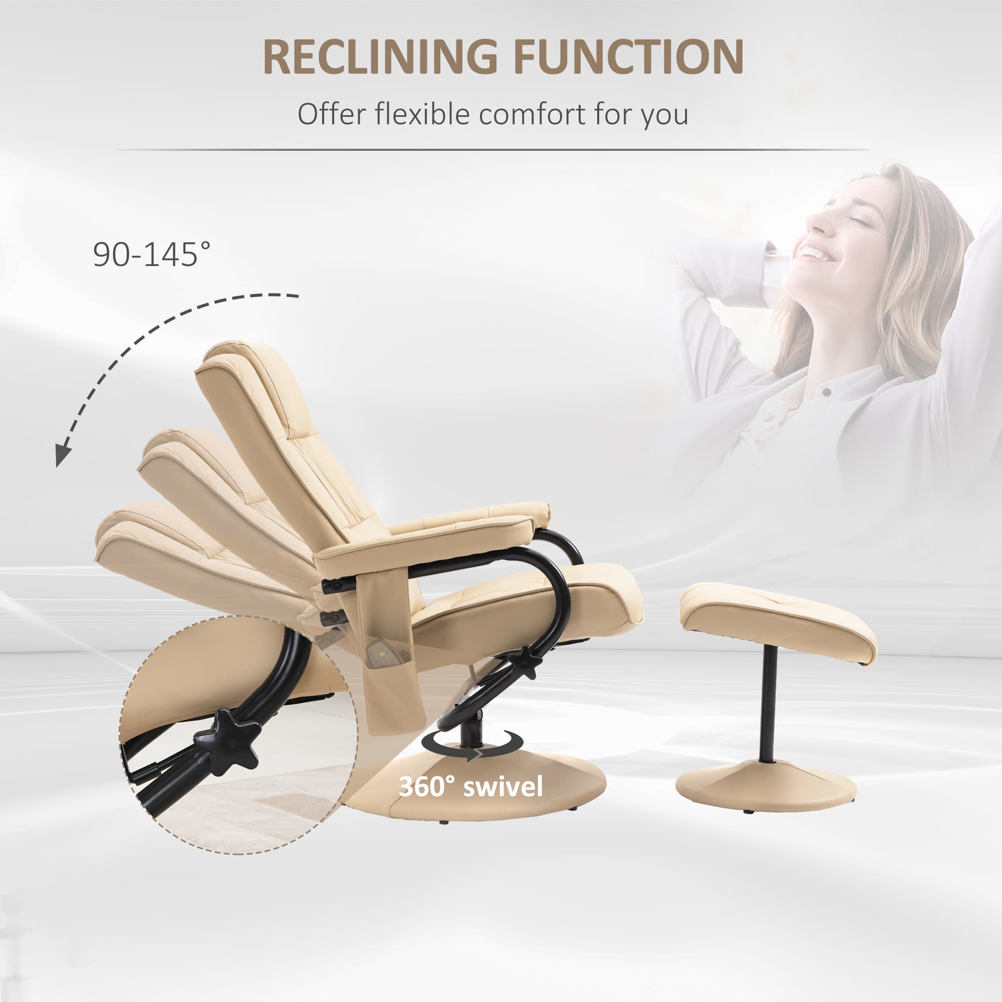 Discover Ultimate Comfort: Beige Massage Recliner & Footstool - image 4