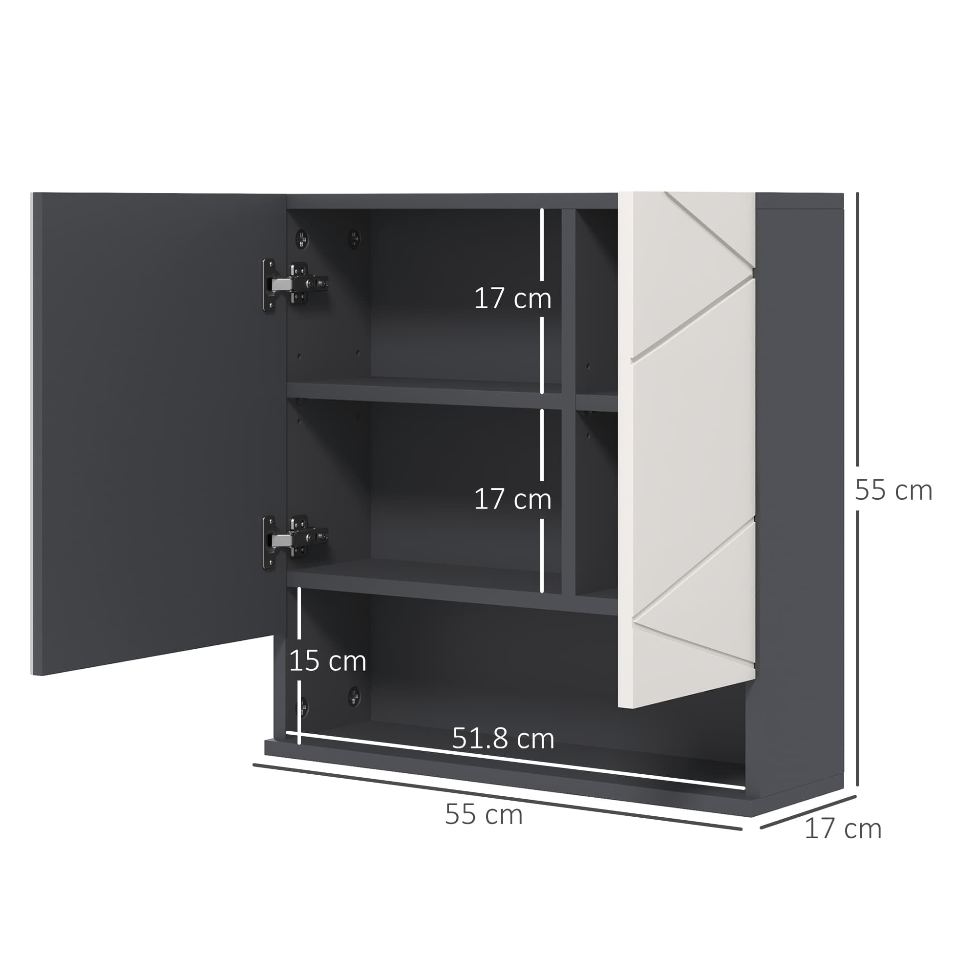 Wall Mounted Bathroom Mirror Cabinet in Grey - image 10