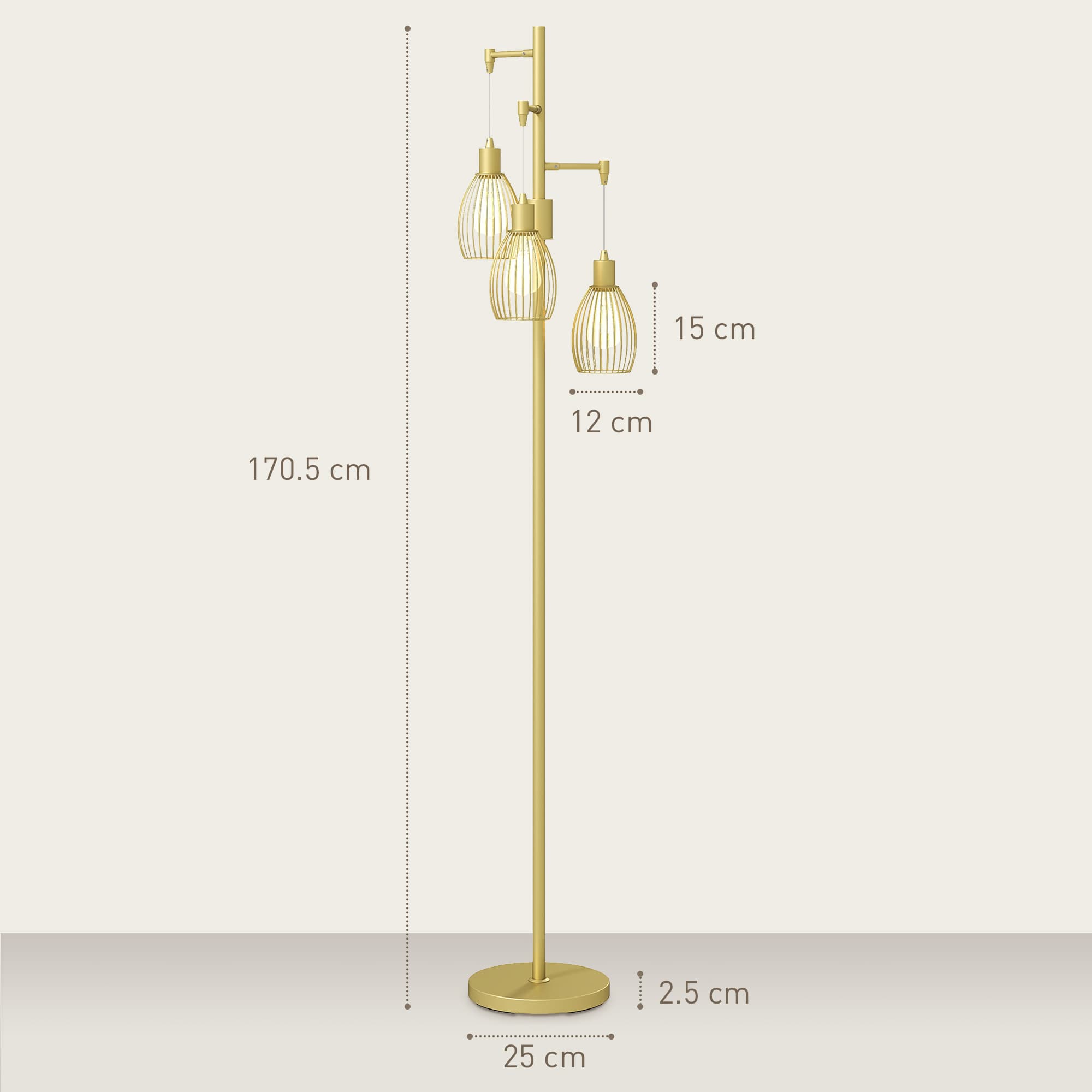 Transform Your Space with this 3-Light Gold Industrial Floor Lamp - image 2
