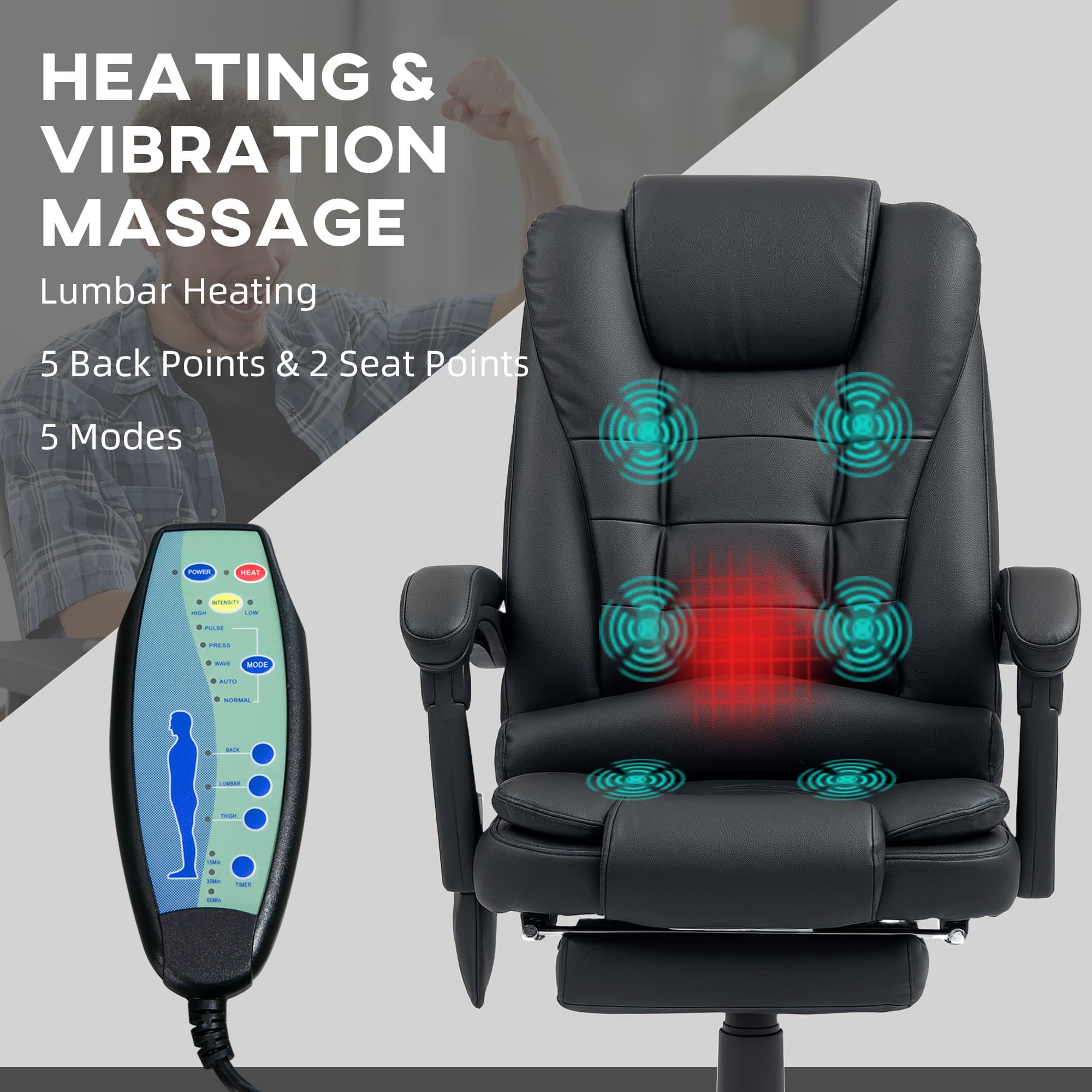 Transform Your Workday with the Vinsetto Heated Massage Chair - image 5