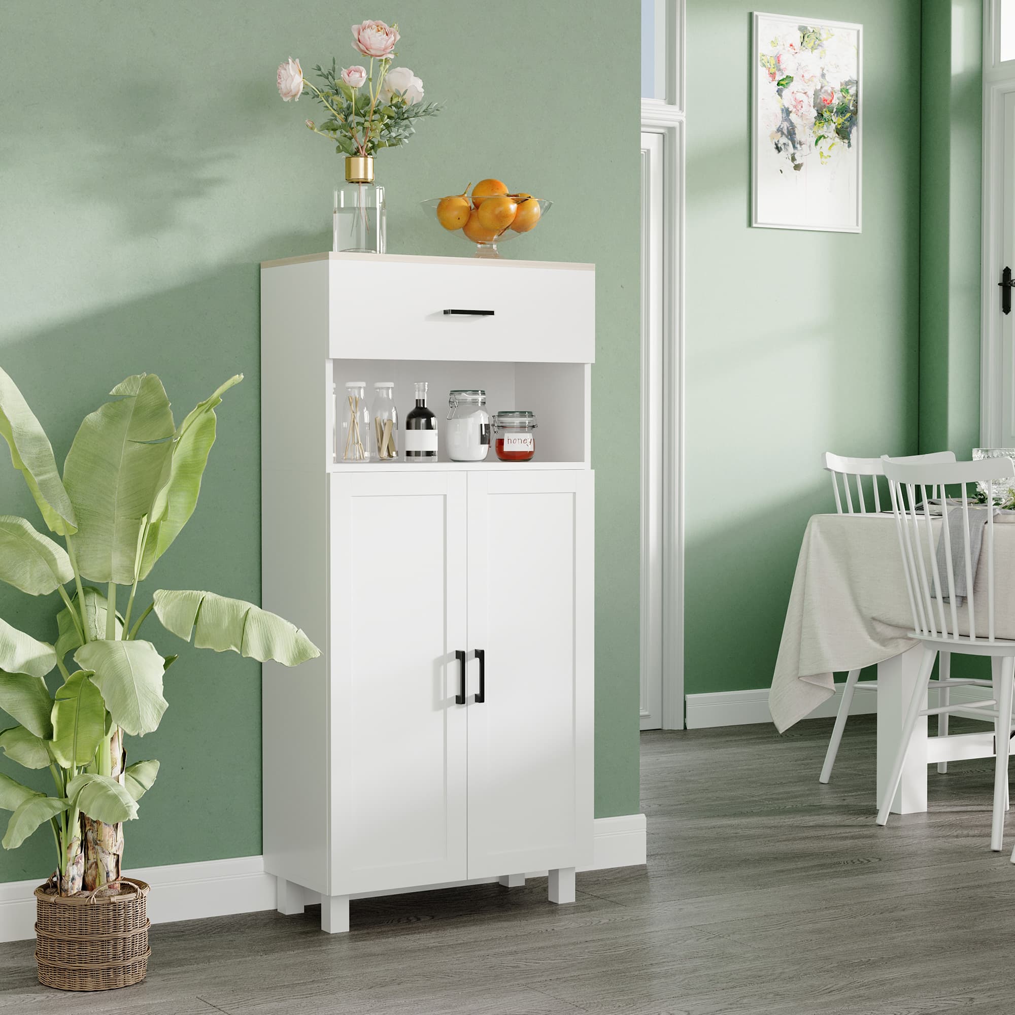 Effortless Storage: 130cm Nordic White Freestanding Cabinet - image 4