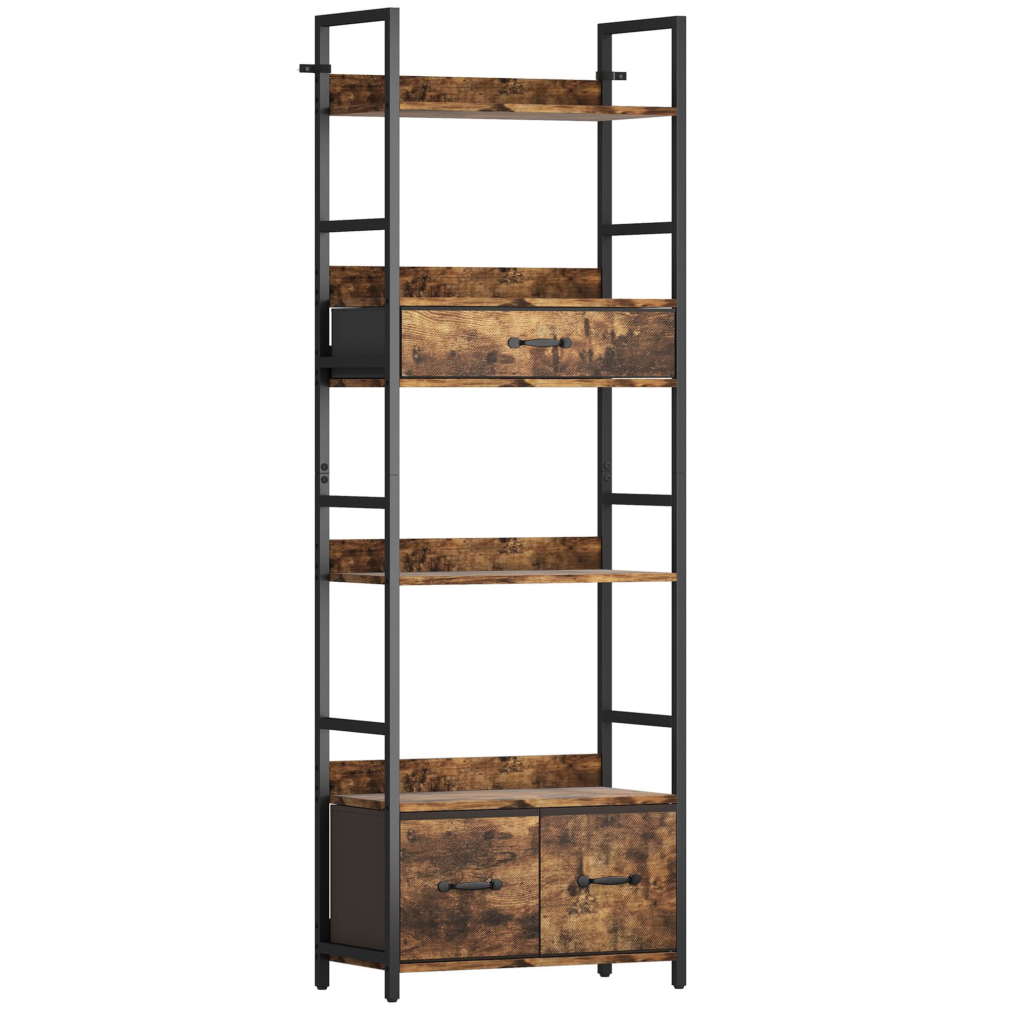 Transform Your Space With This Industrial Tall Bookcase - Rustic Brown