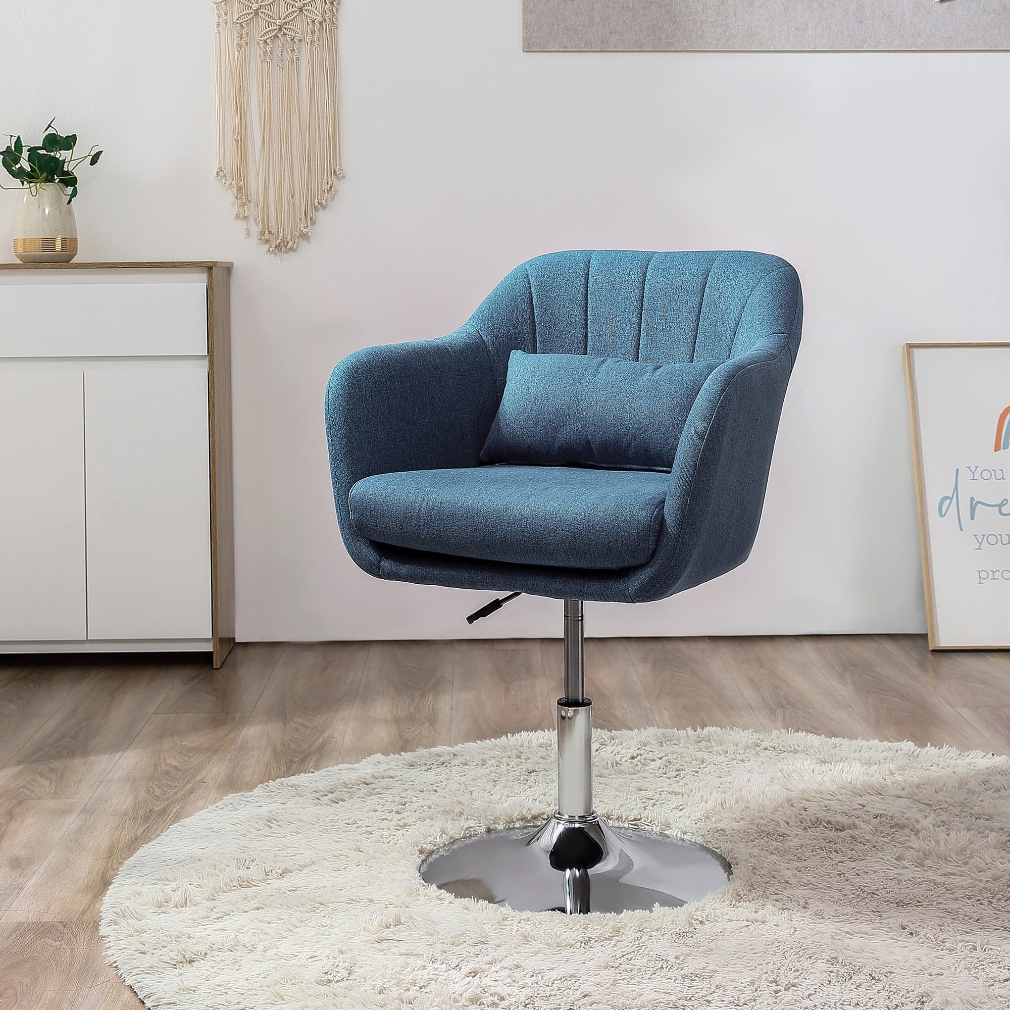 Effortless Comfort: Blue Linen Swivel Accent Chair - image 5