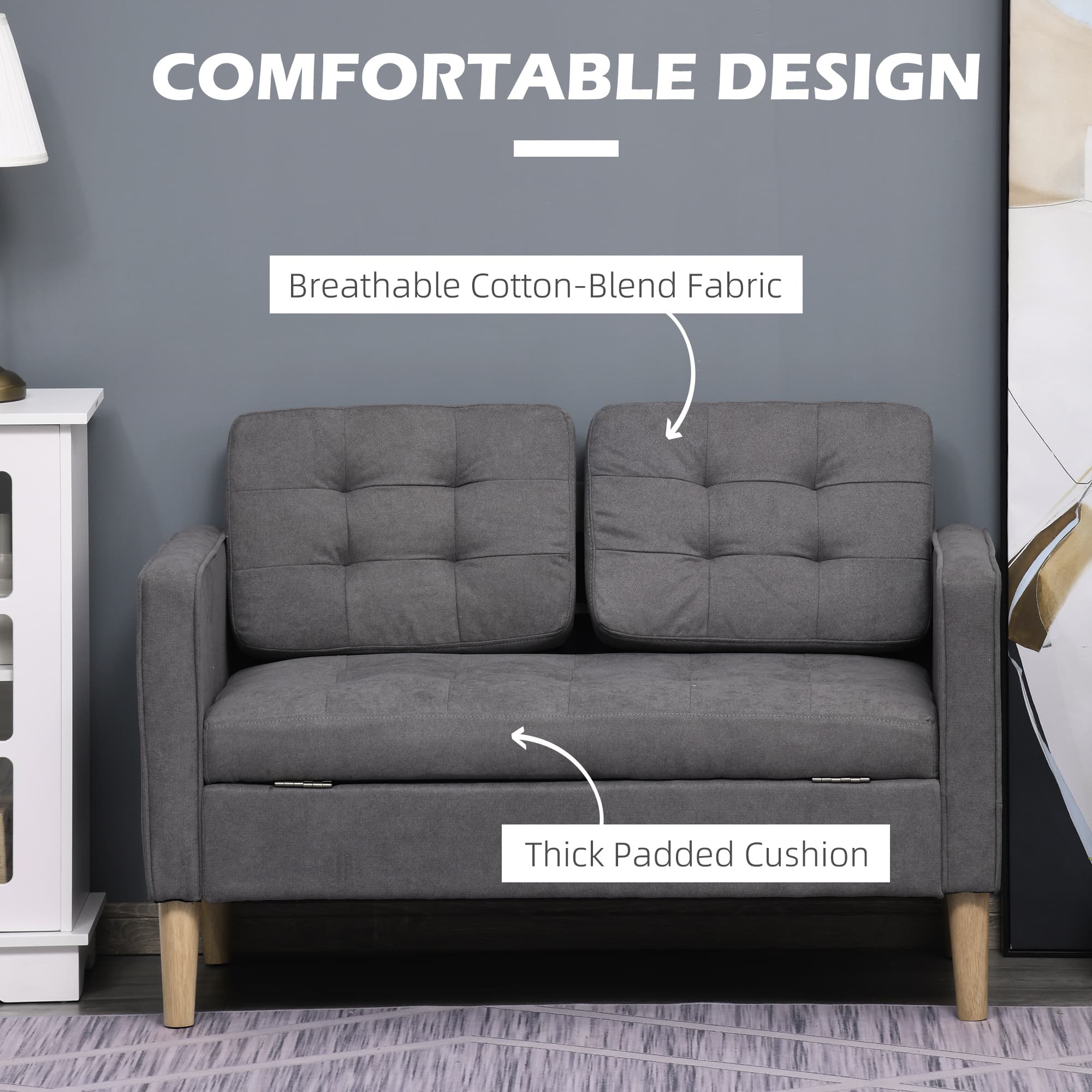 Transform Your Space with this Grey 2-Seater Storage Sofa - image 1