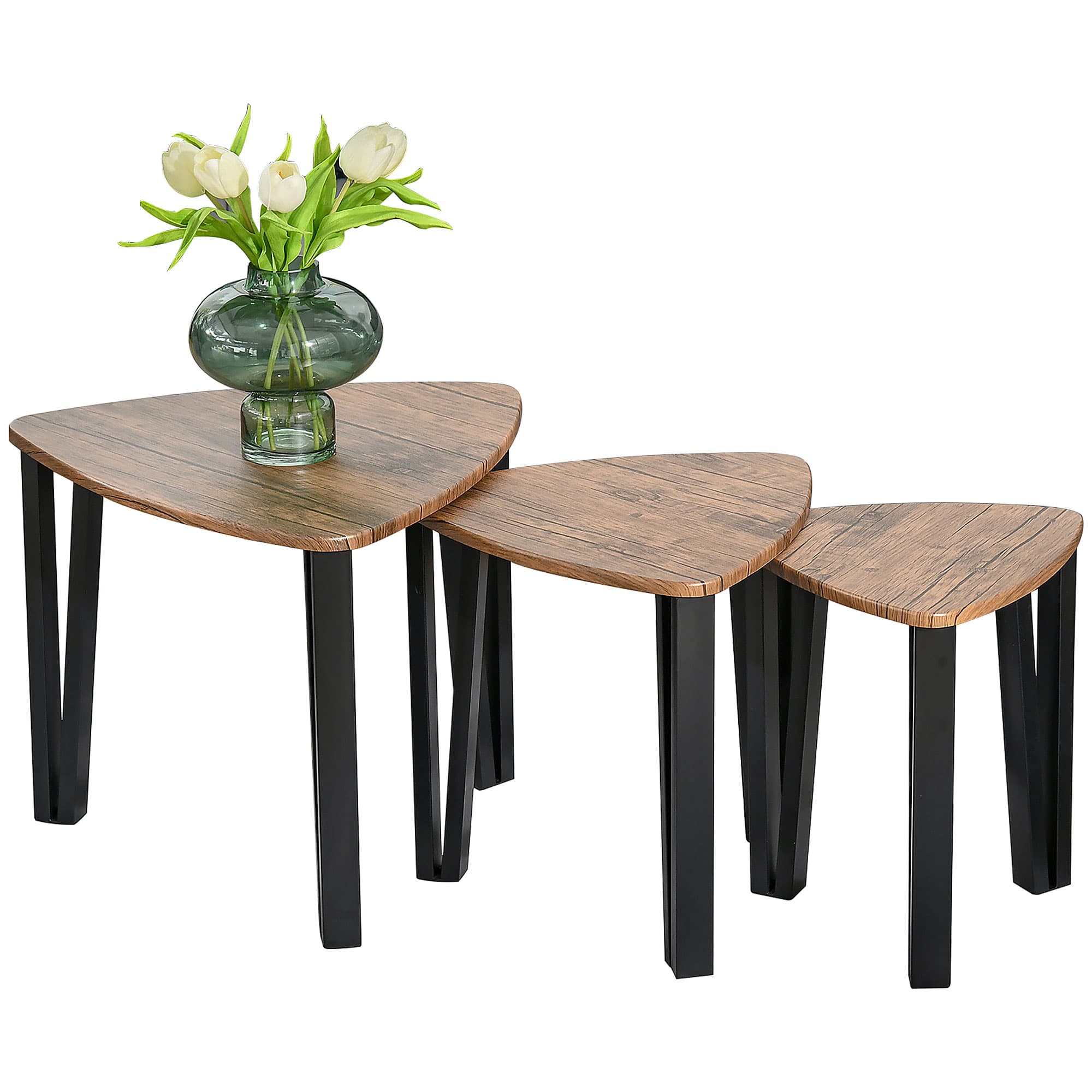 Transform Your Space with this 3-Piece Walnut Nest of Tables - Walnut Black