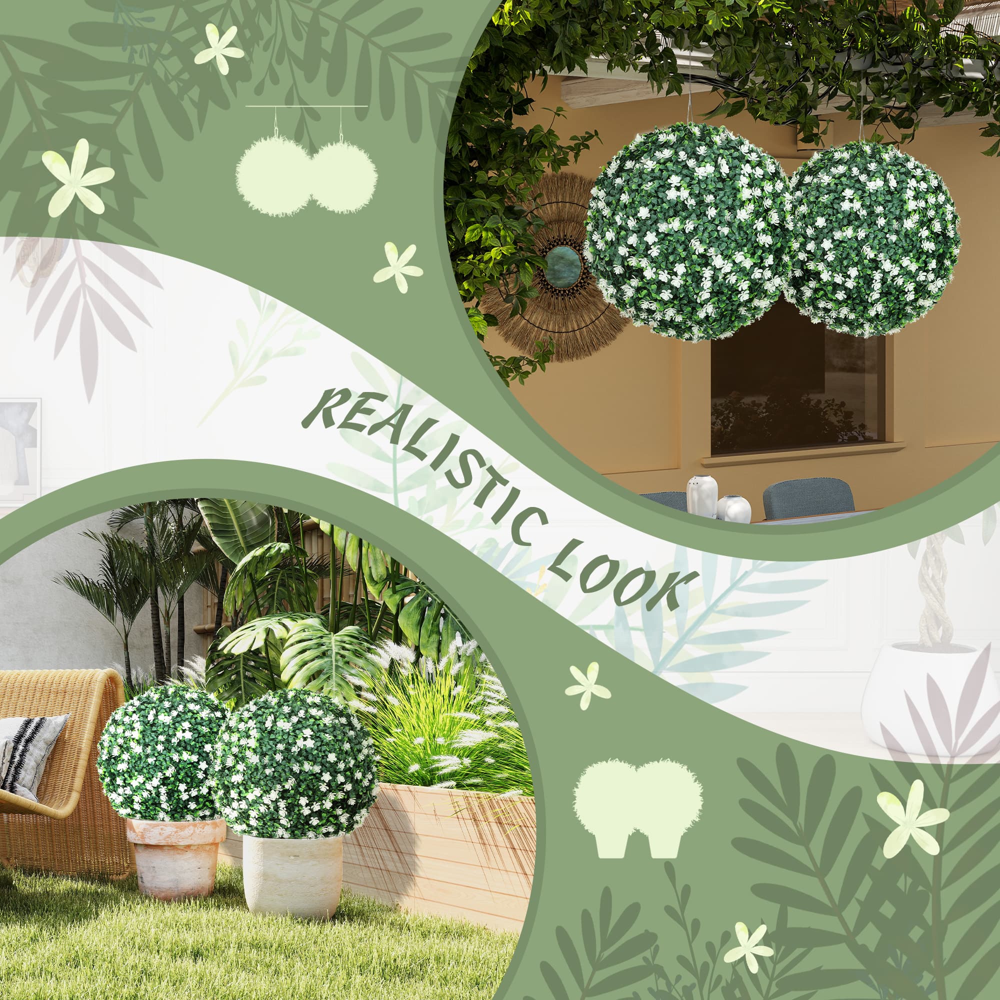 Year-round greenery with two flowering boxwood balls - image 1