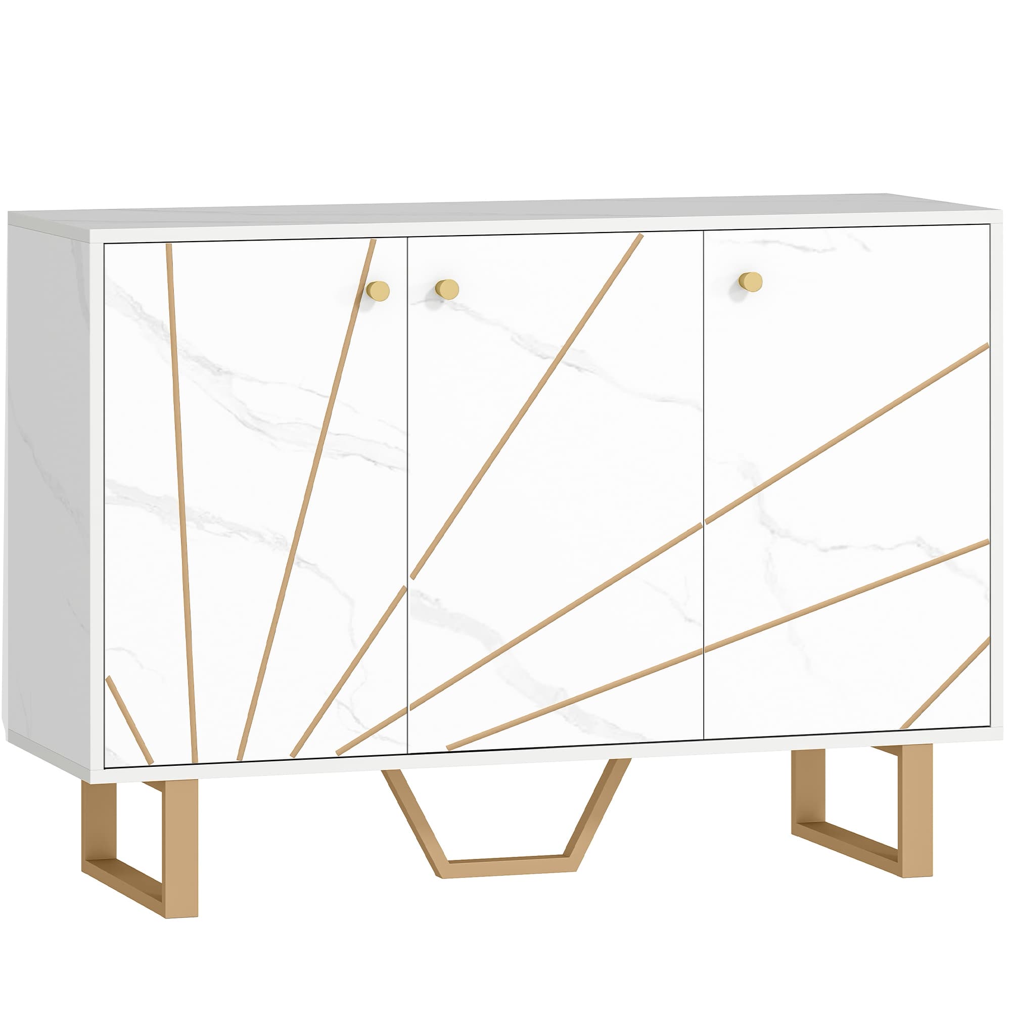 Transform Your Space with this Modern White Marble Sideboard - White