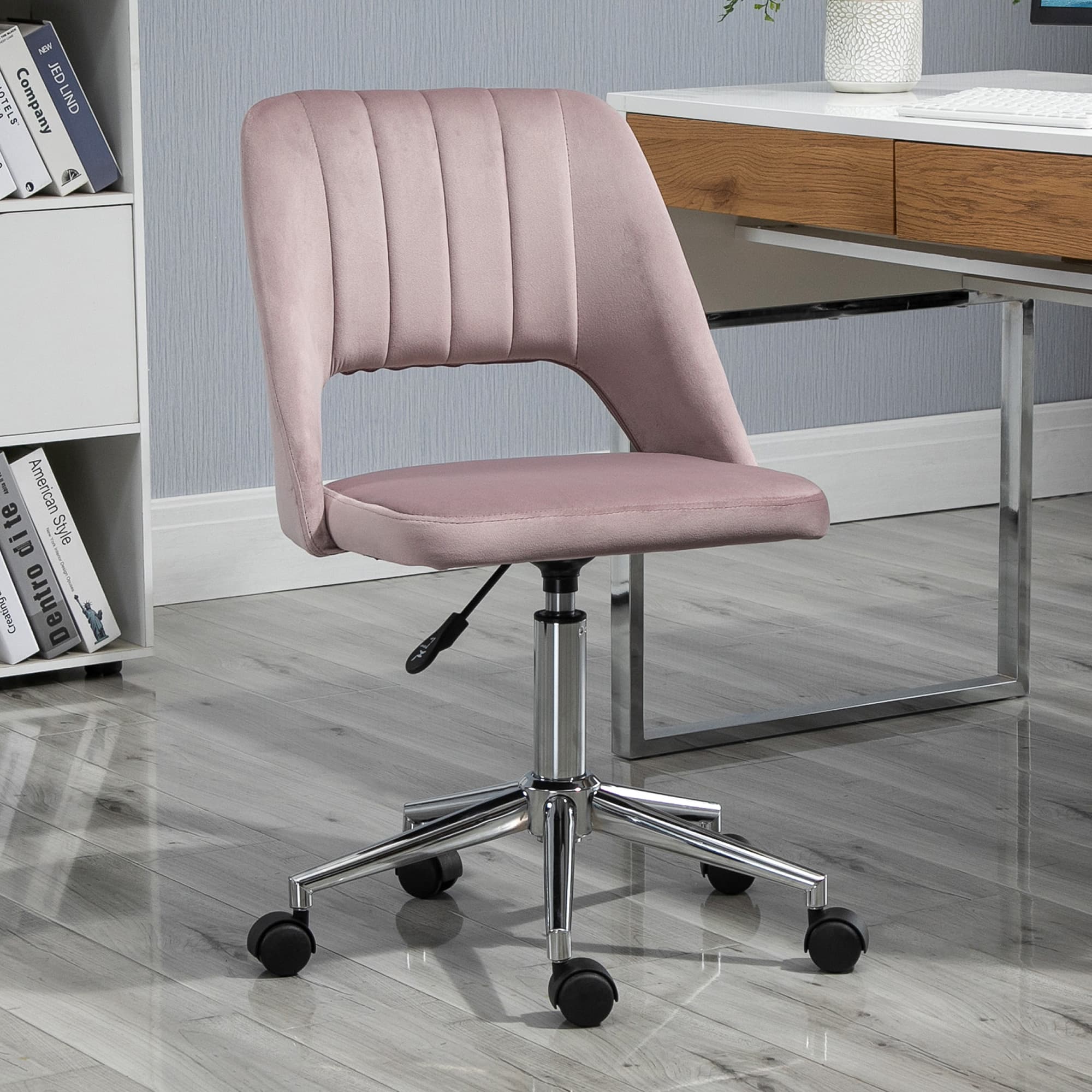 Transform Your Workspace with this Pink Velvet Office Chair - image 1