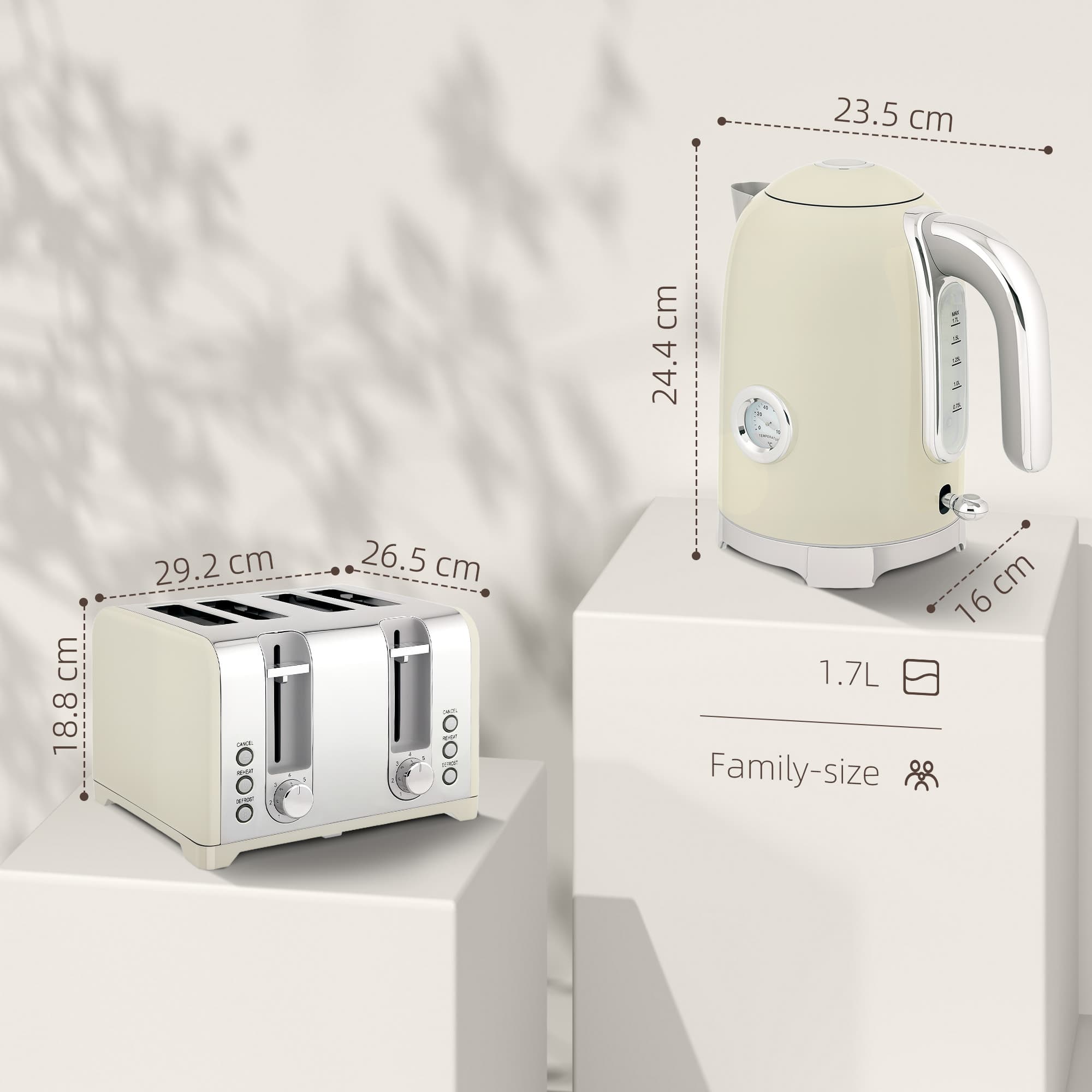 Effortless Mornings: Retro Grey Kettle & 4-Slice Toaster Set - image 3