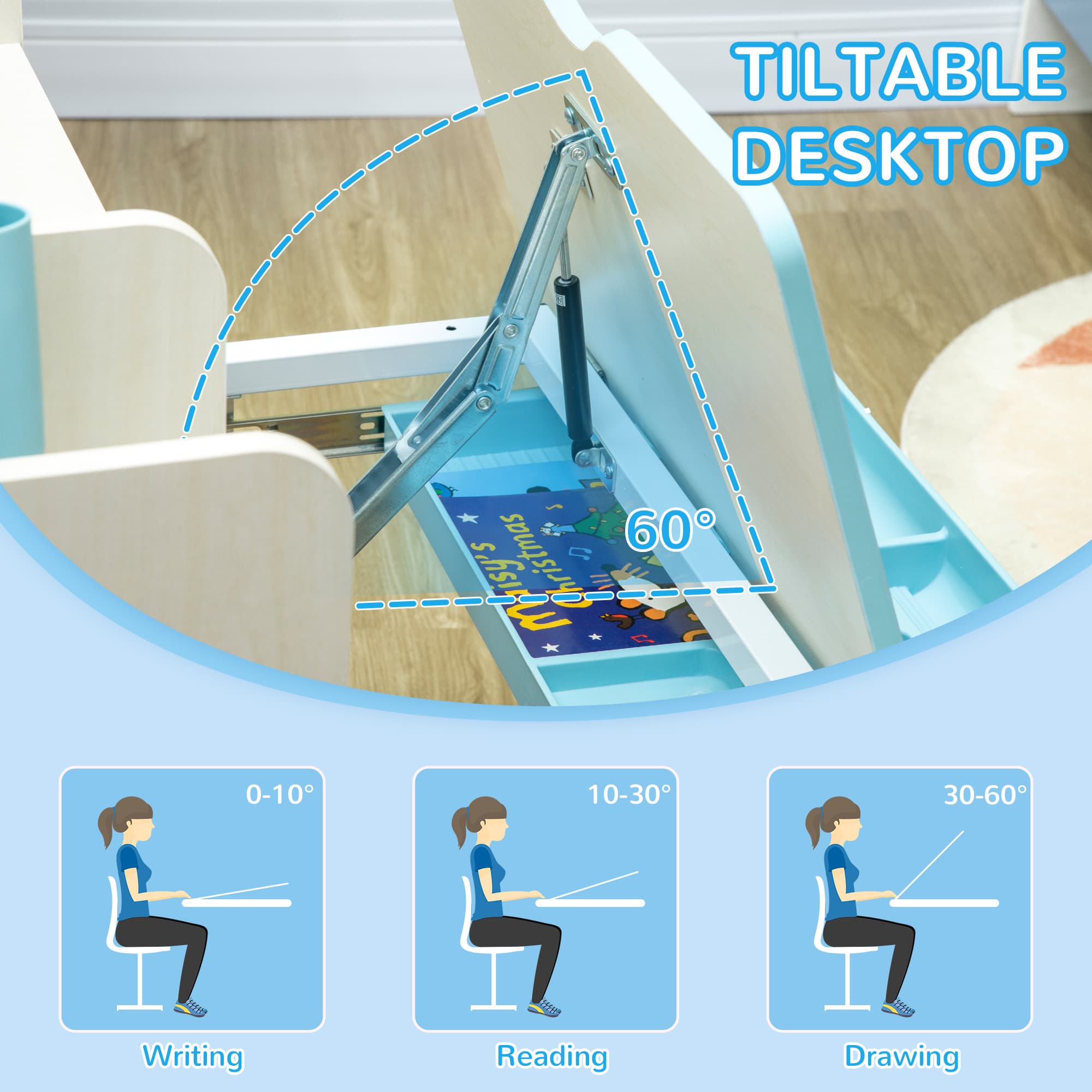 Transform Their Study Space with this Blue Kids Desk Set - image 2