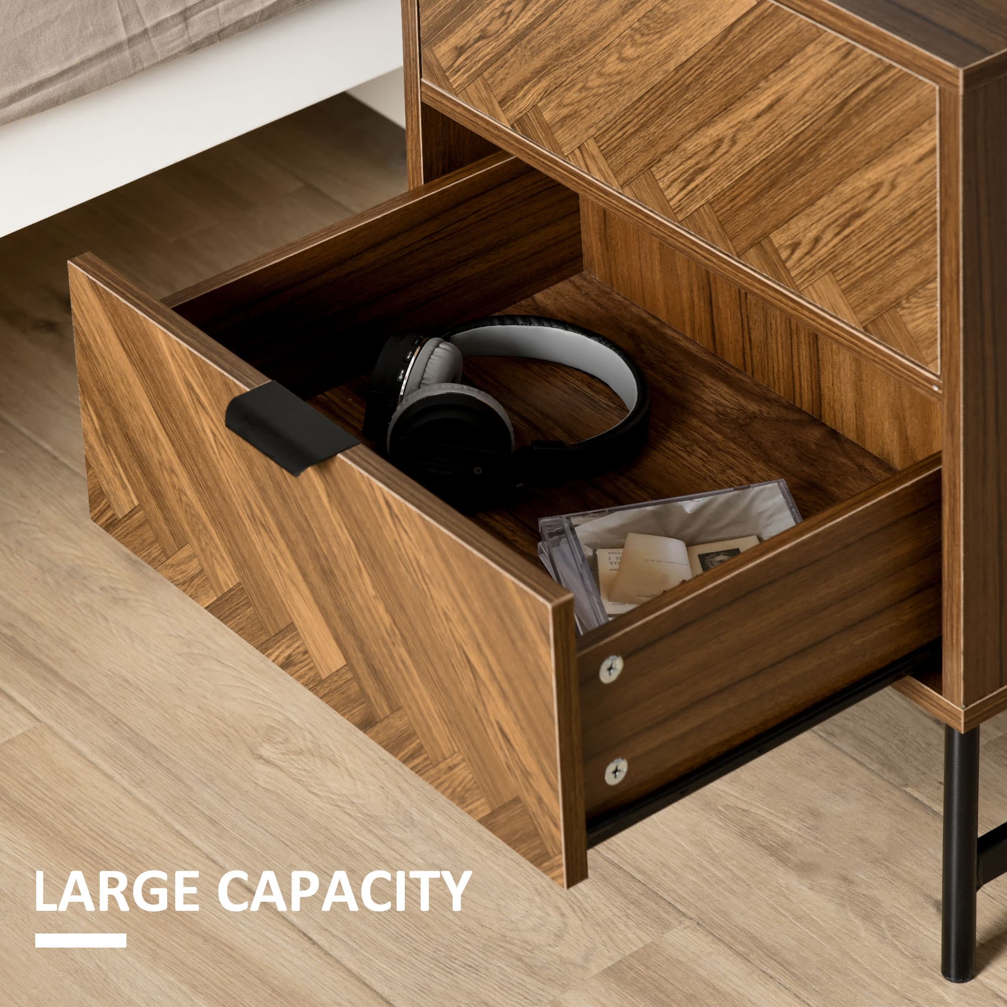 Transform Your Bedroom with Walnut Herringbone Bedside Tables - image 3