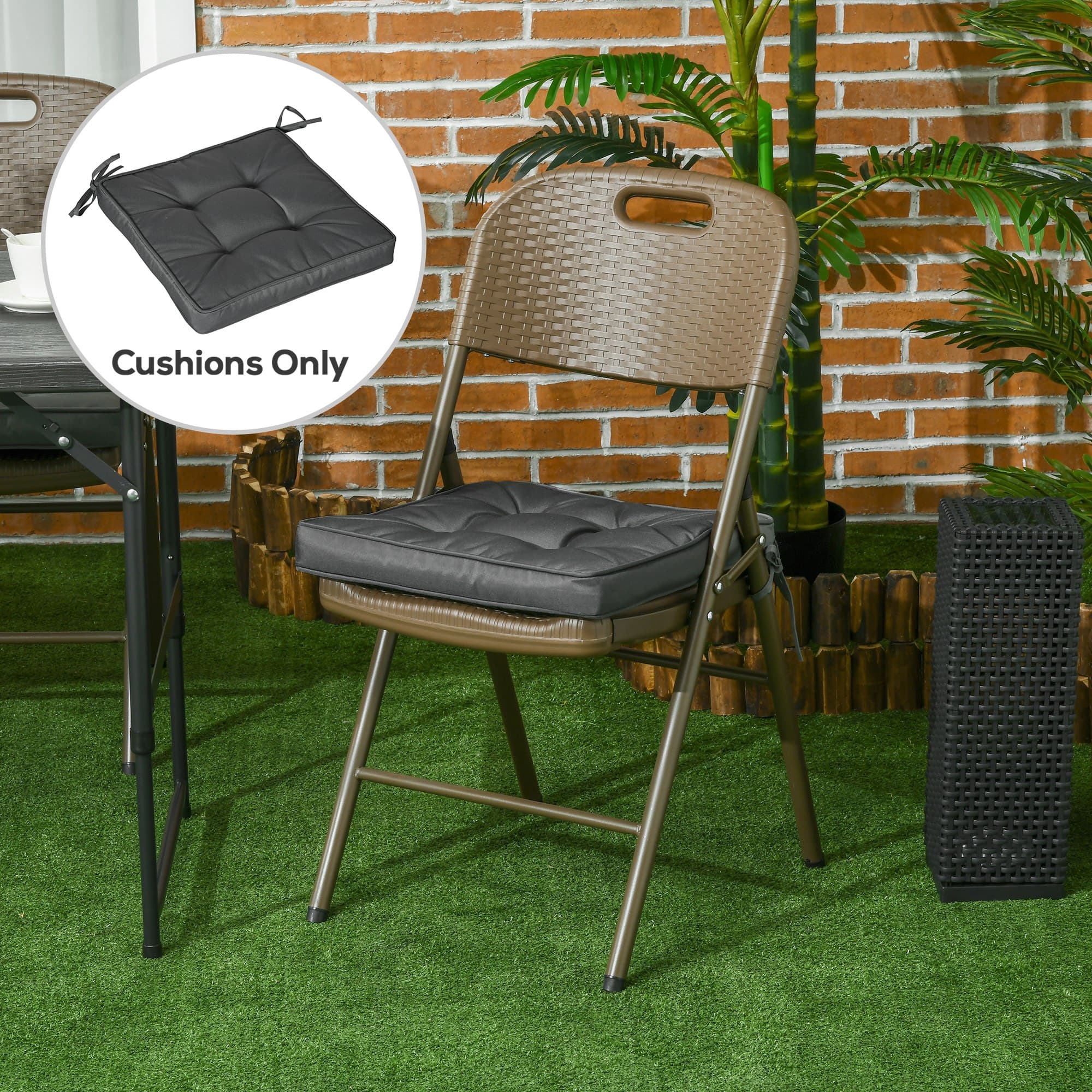 Set Of 4 Grey Garden Cushions For Dining Chairs - image 1