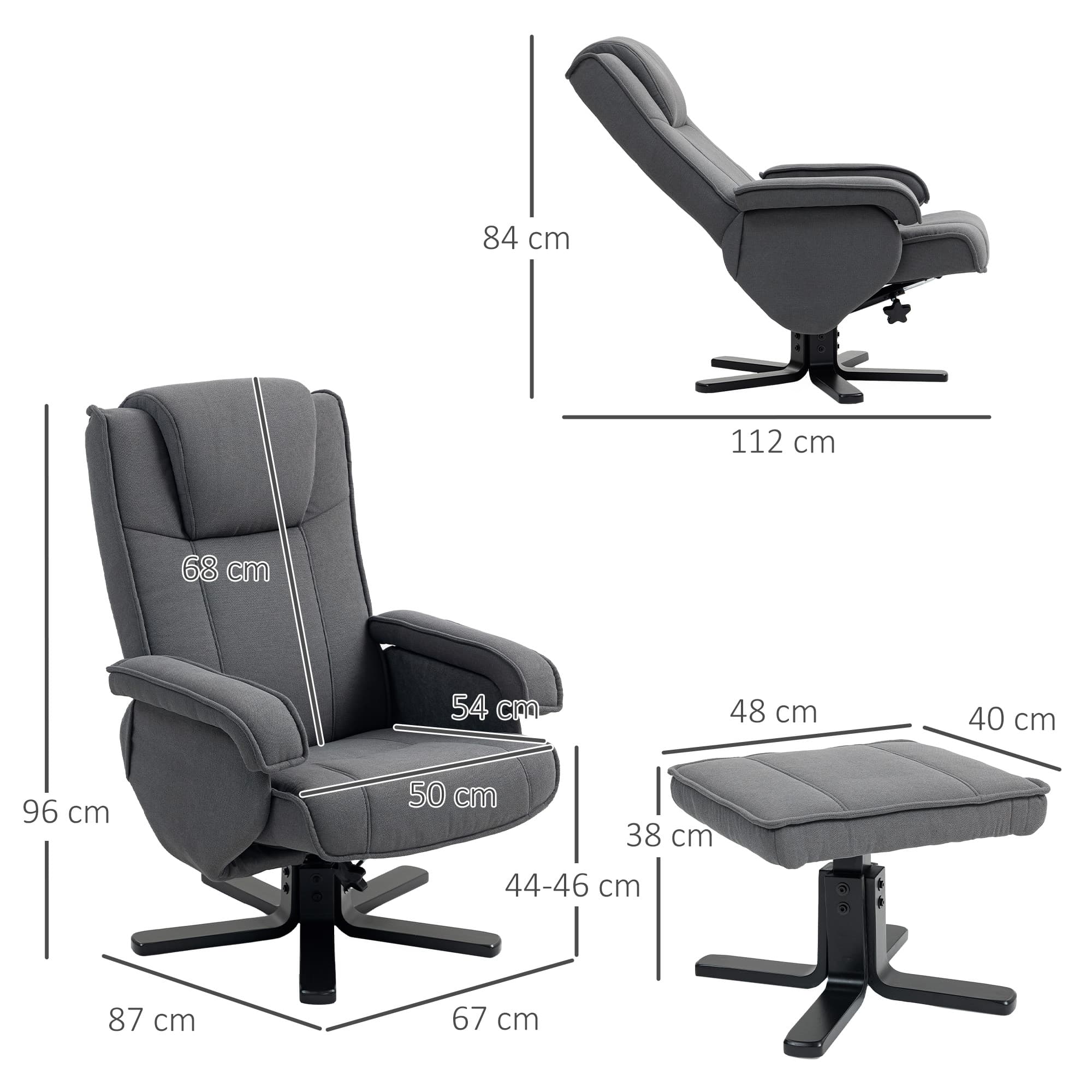 Transform Your Space: Charcoal Grey Velvet Recliner & Footstool - image 5