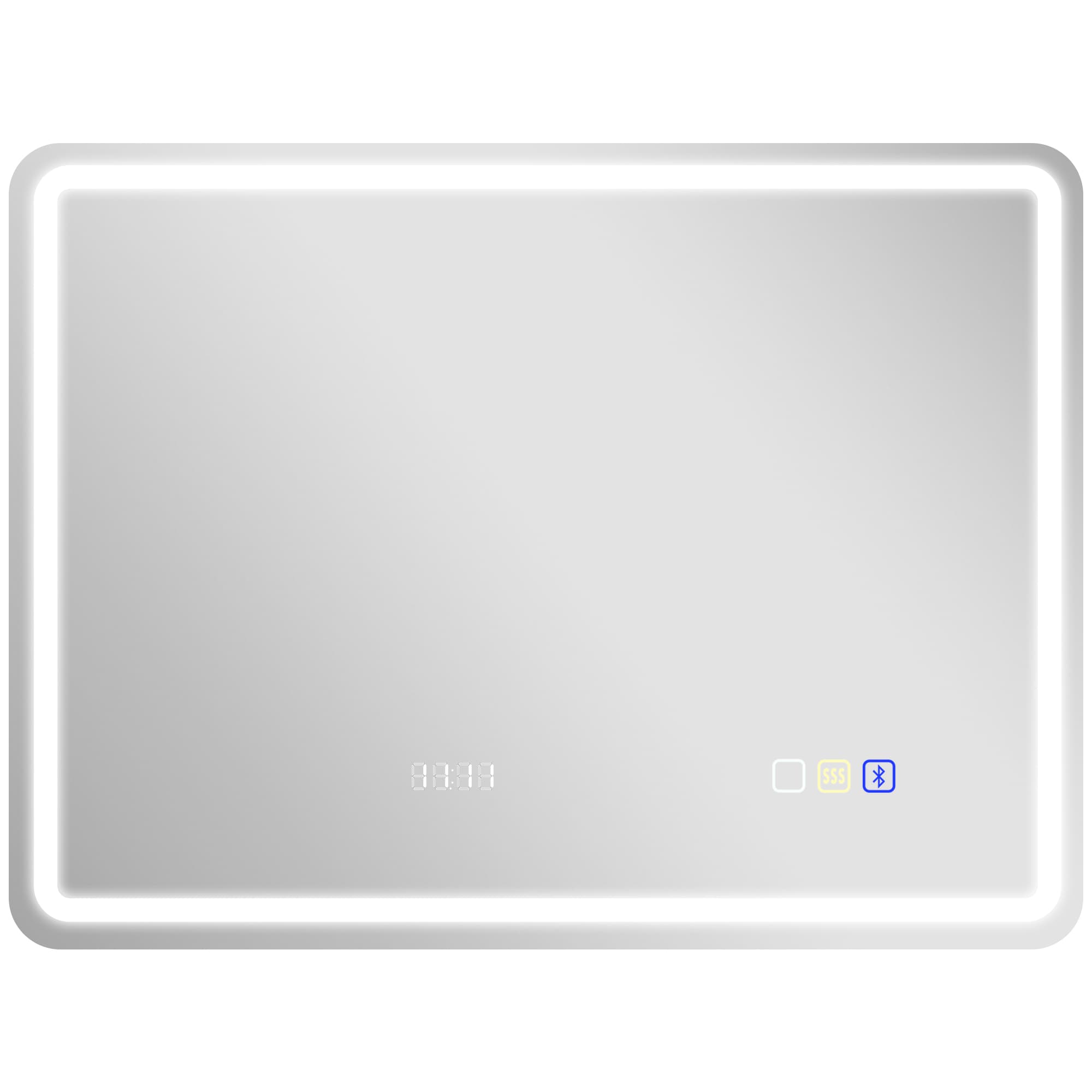 Effortless Grooming: 80x60cm Bluetooth LED Bathroom Mirror - Silver