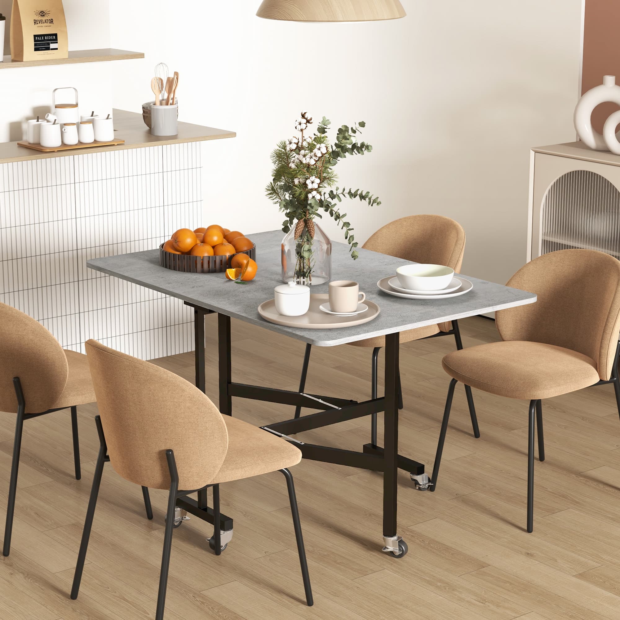 Transform Your Space With This Grey Marble Drop Leaf Table - image 3