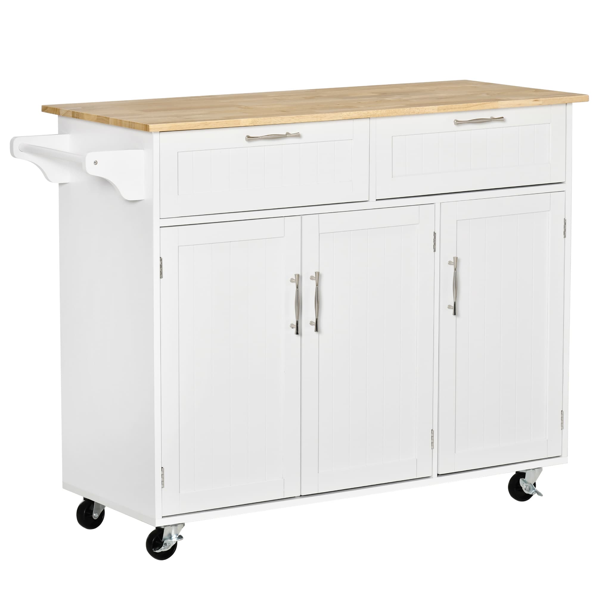 Effortless Storage with Our White Mobile Kitchen Island - White