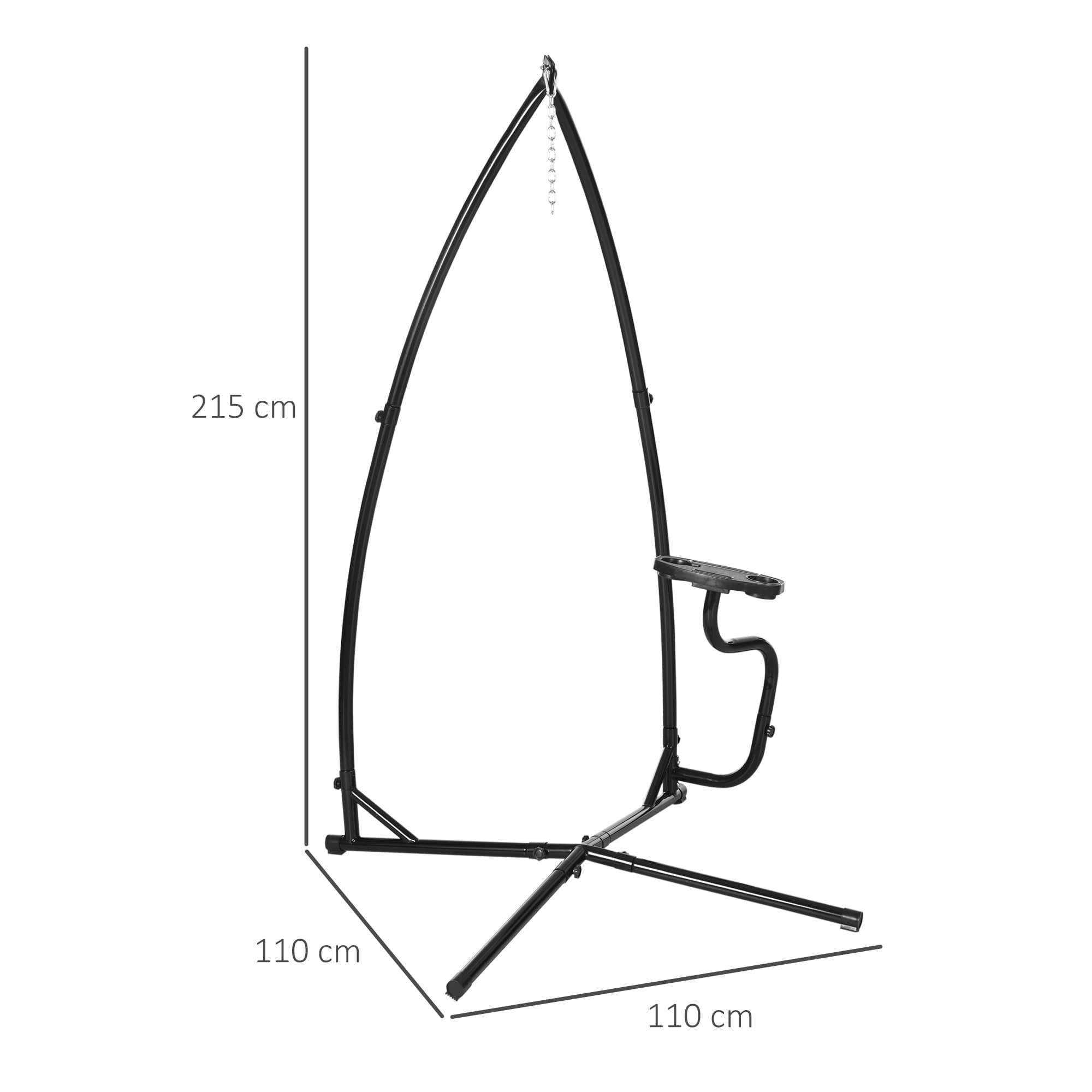 Black Metal Hammock Chair Stand with Tray - image 10