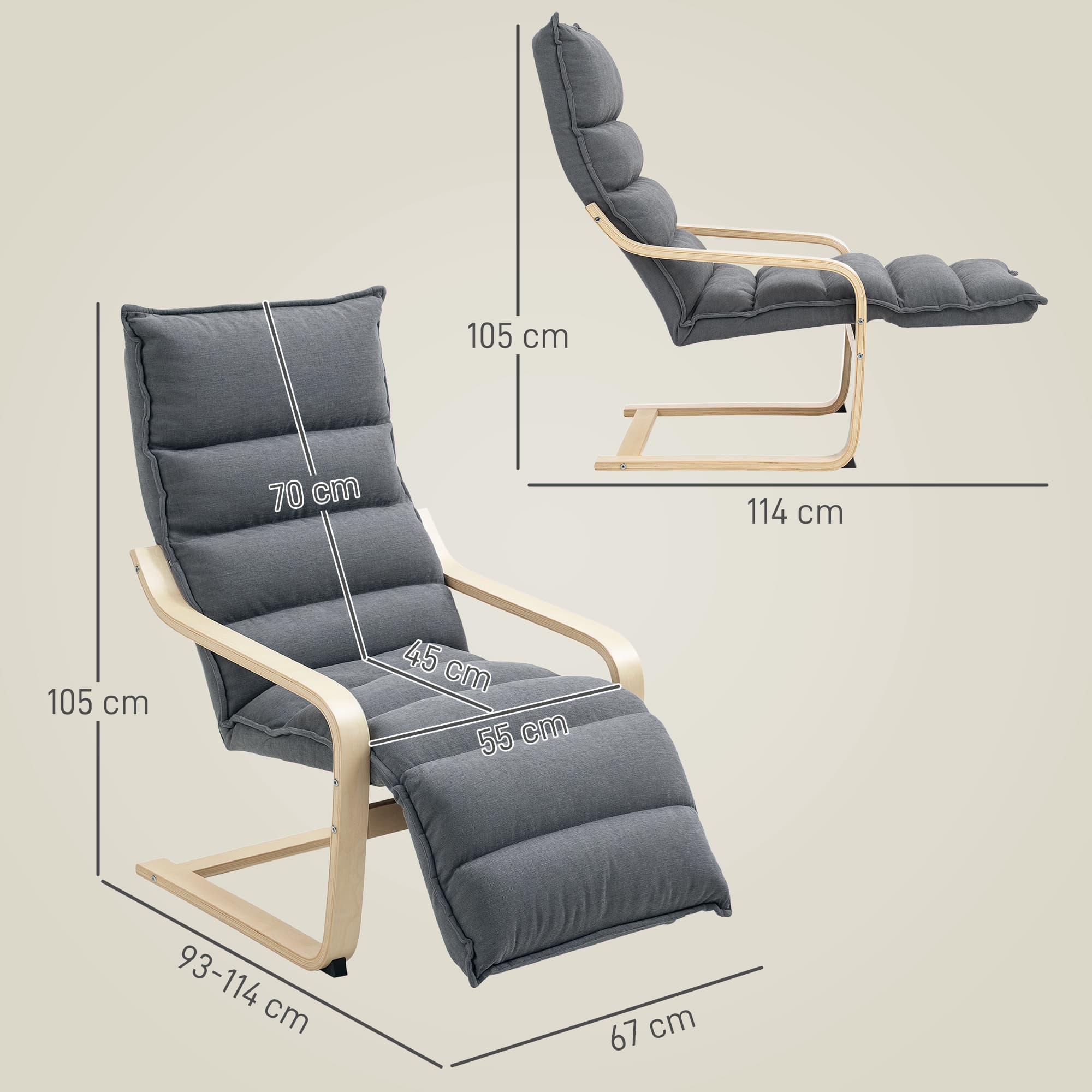 Effortless Comfort: Curved Wooden Rocking Chair with Footrest - image 3