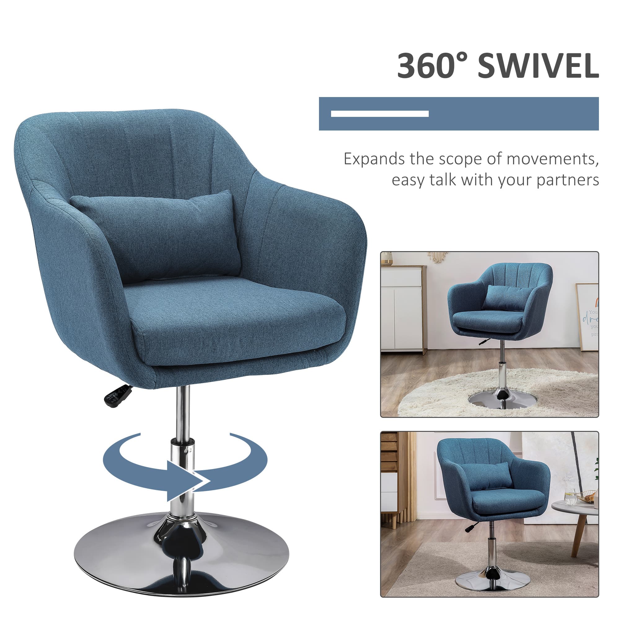 Effortless Comfort: Blue Linen Swivel Accent Chair - image 2