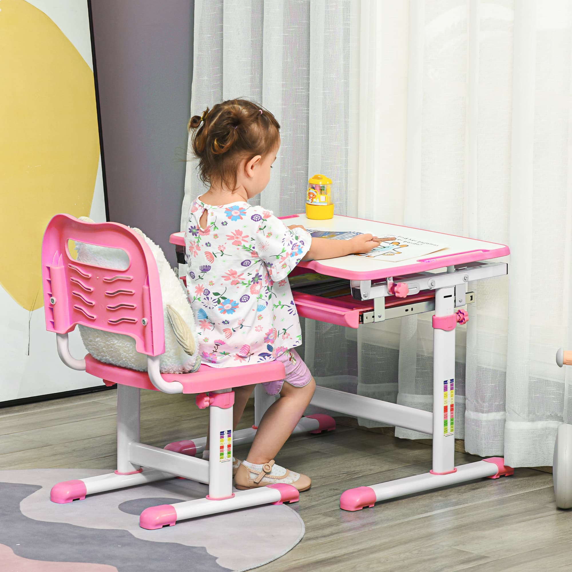 Transform Their Study Space with this Pink Adjustable Desk Set - image 1