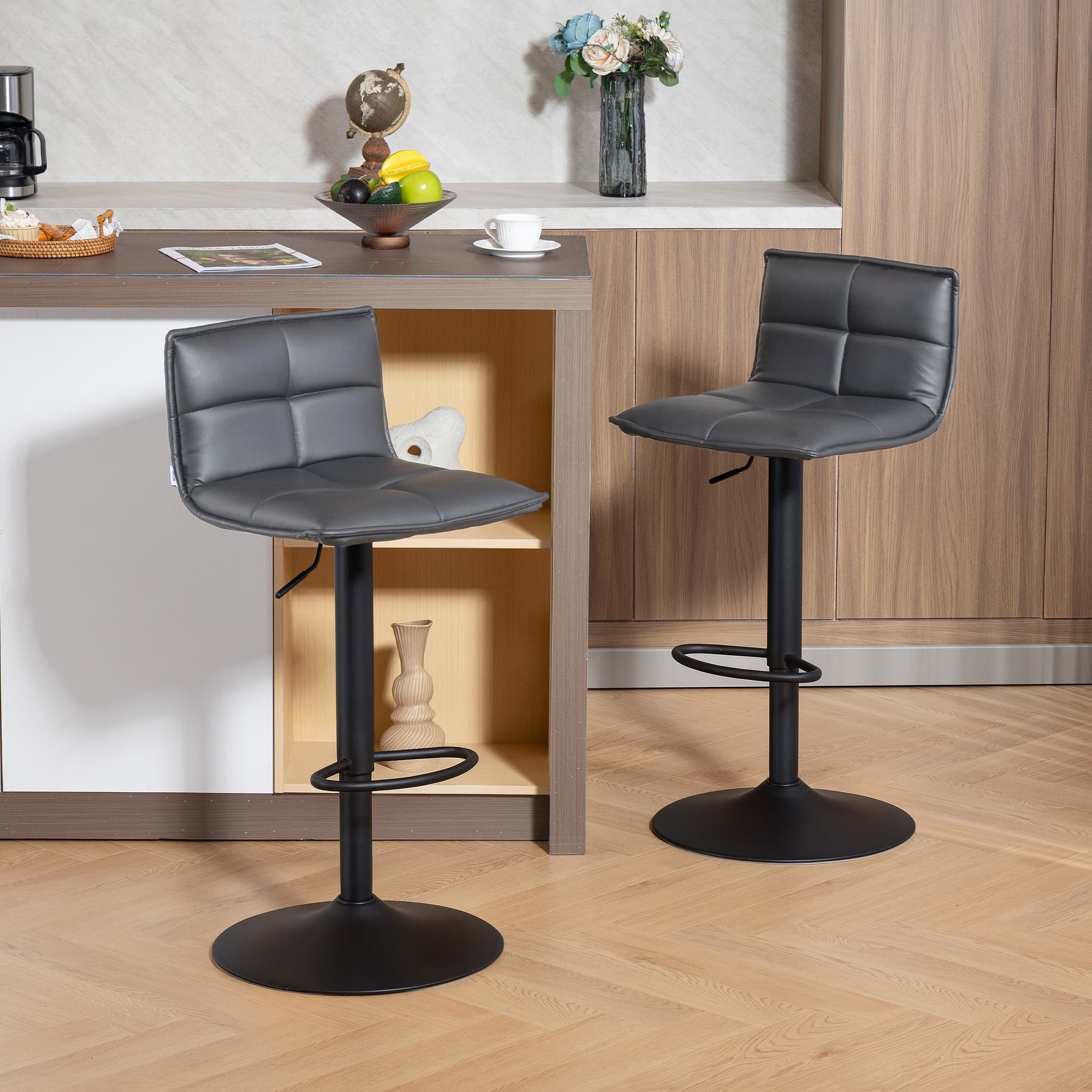 Transform Your Kitchen with Modern Dark Grey Swivel Bar Stools - image 2