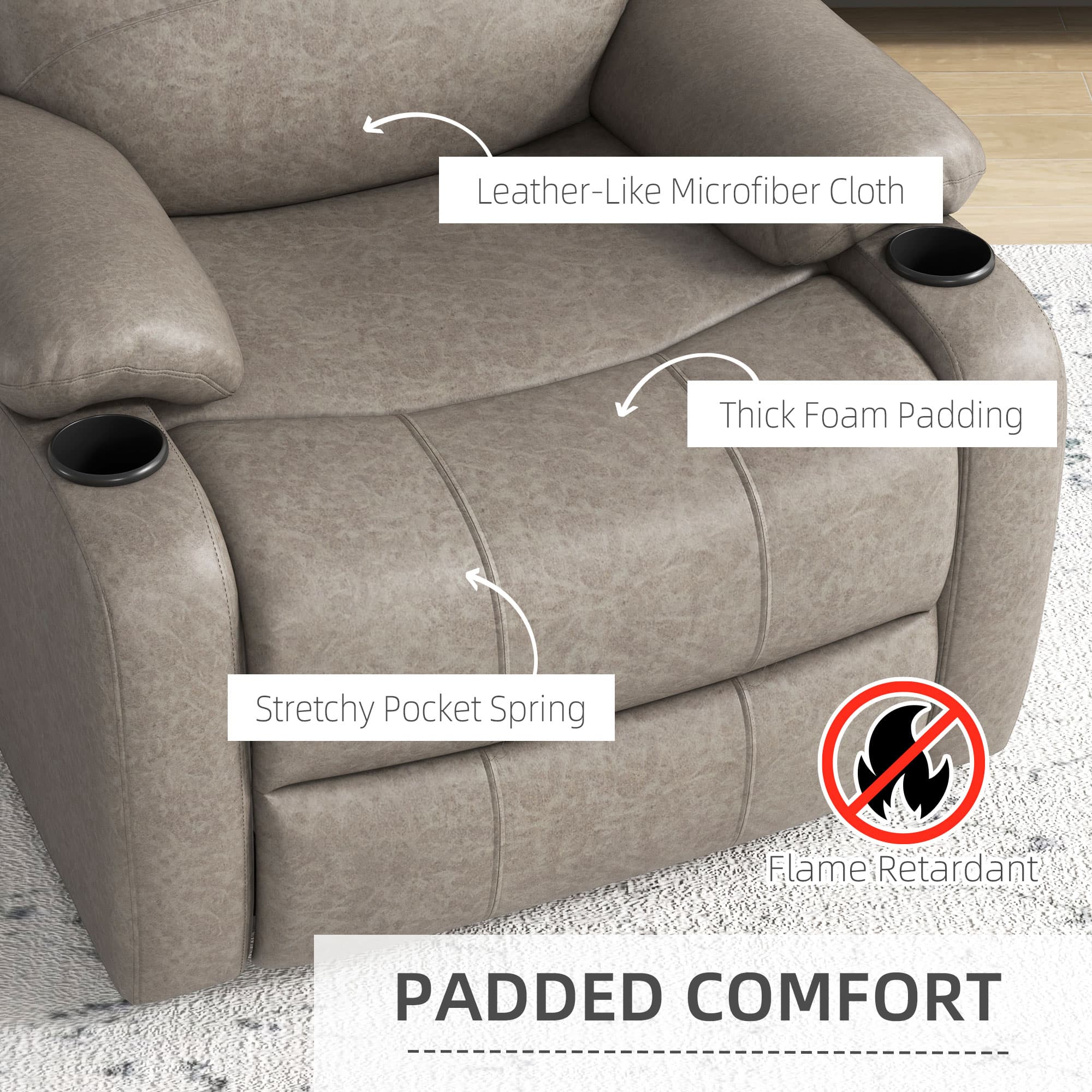 Effortless Comfort: Brown Microfibre Reclining Armchair - image 5