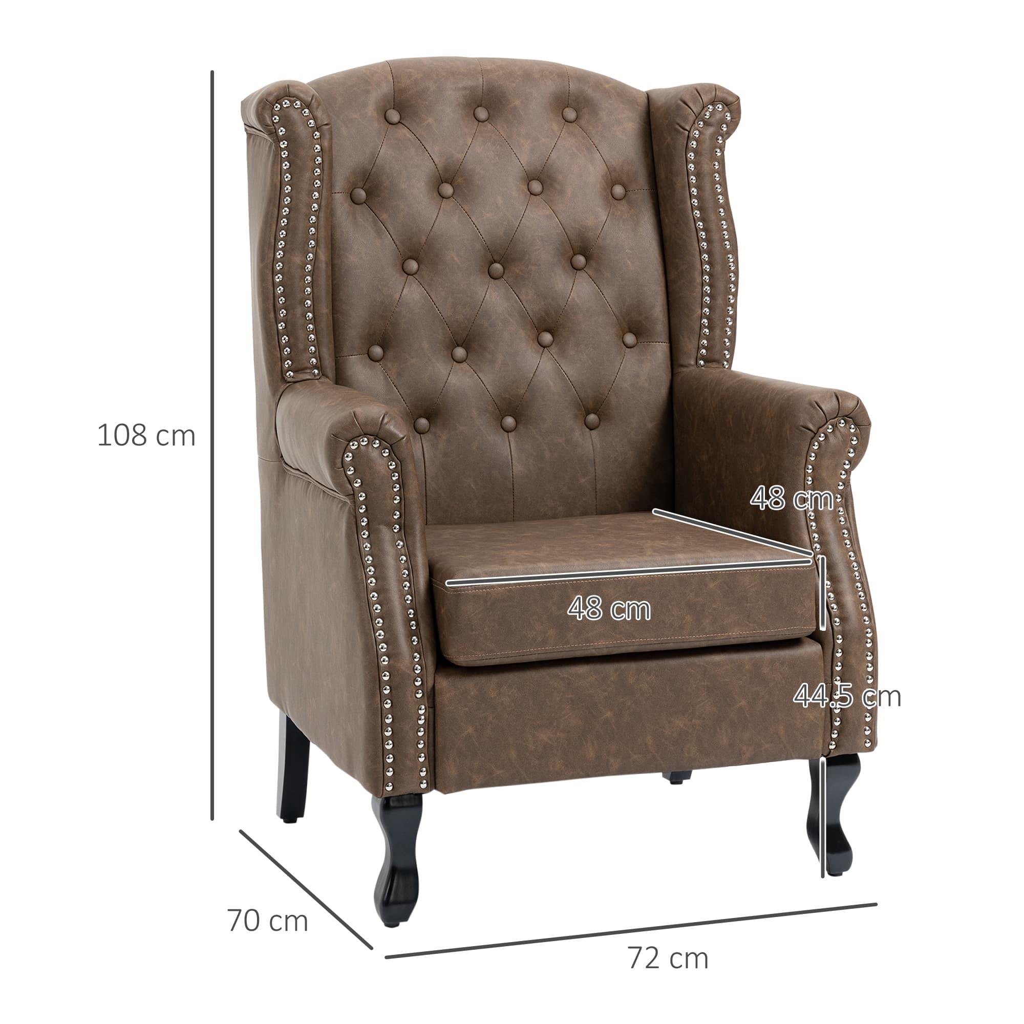 Transform Your Space with this Brown Chesterfield Wingback Chair - image 1