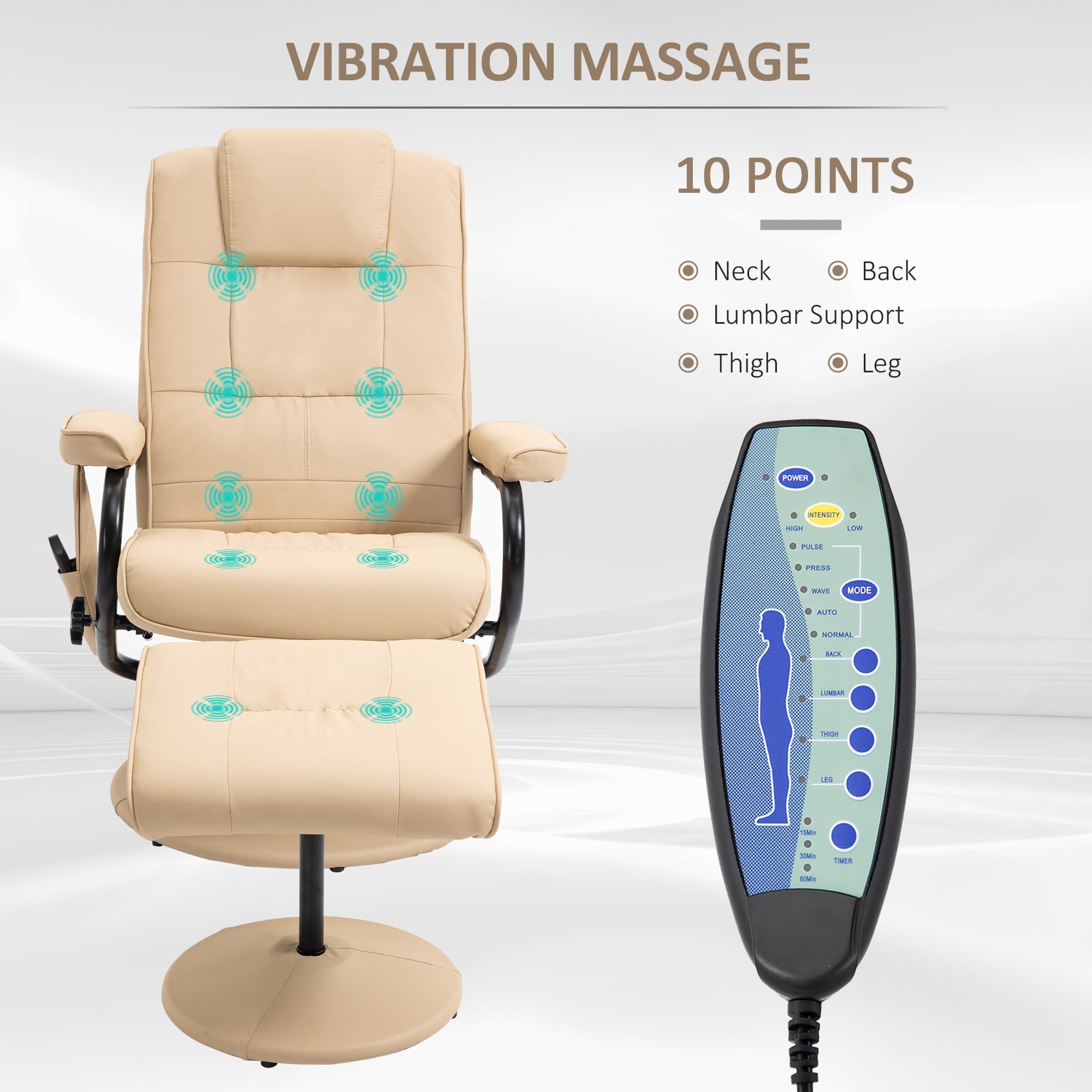 Discover Ultimate Comfort: Beige Massage Recliner & Footstool - image 3