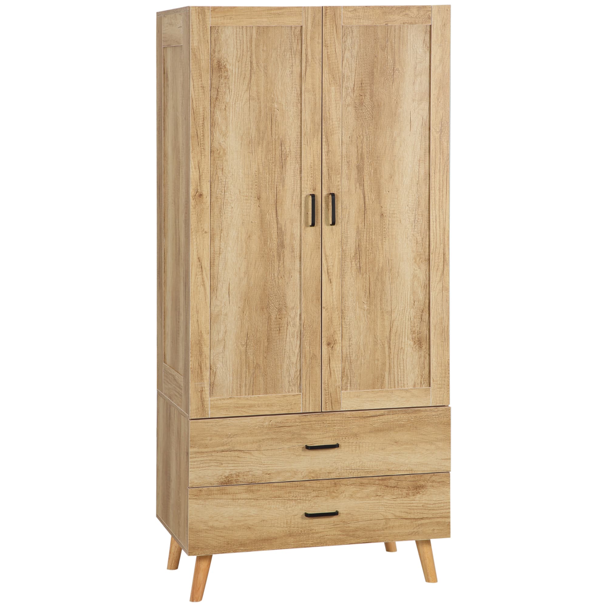 Effortless Bedroom Storage: Natural 2-Door Wardrobe