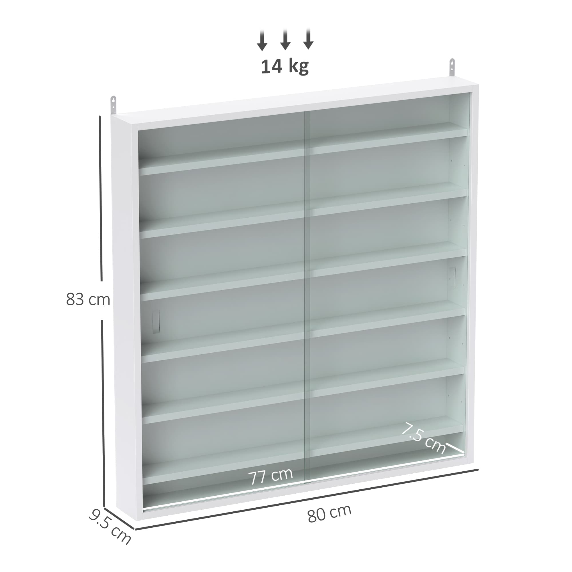 White Wall Mounted Display Cabinet with Sliding Glass Doors - image 5