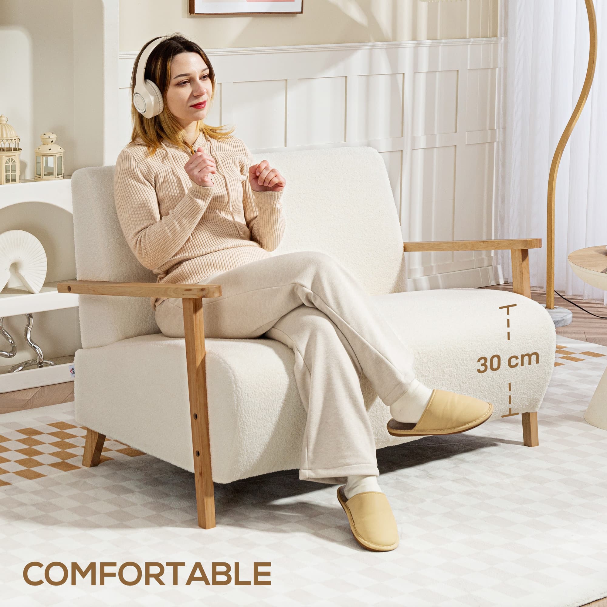 Transform Your Space with this Cream White Sherpa 2 Seater Sofa - image 1