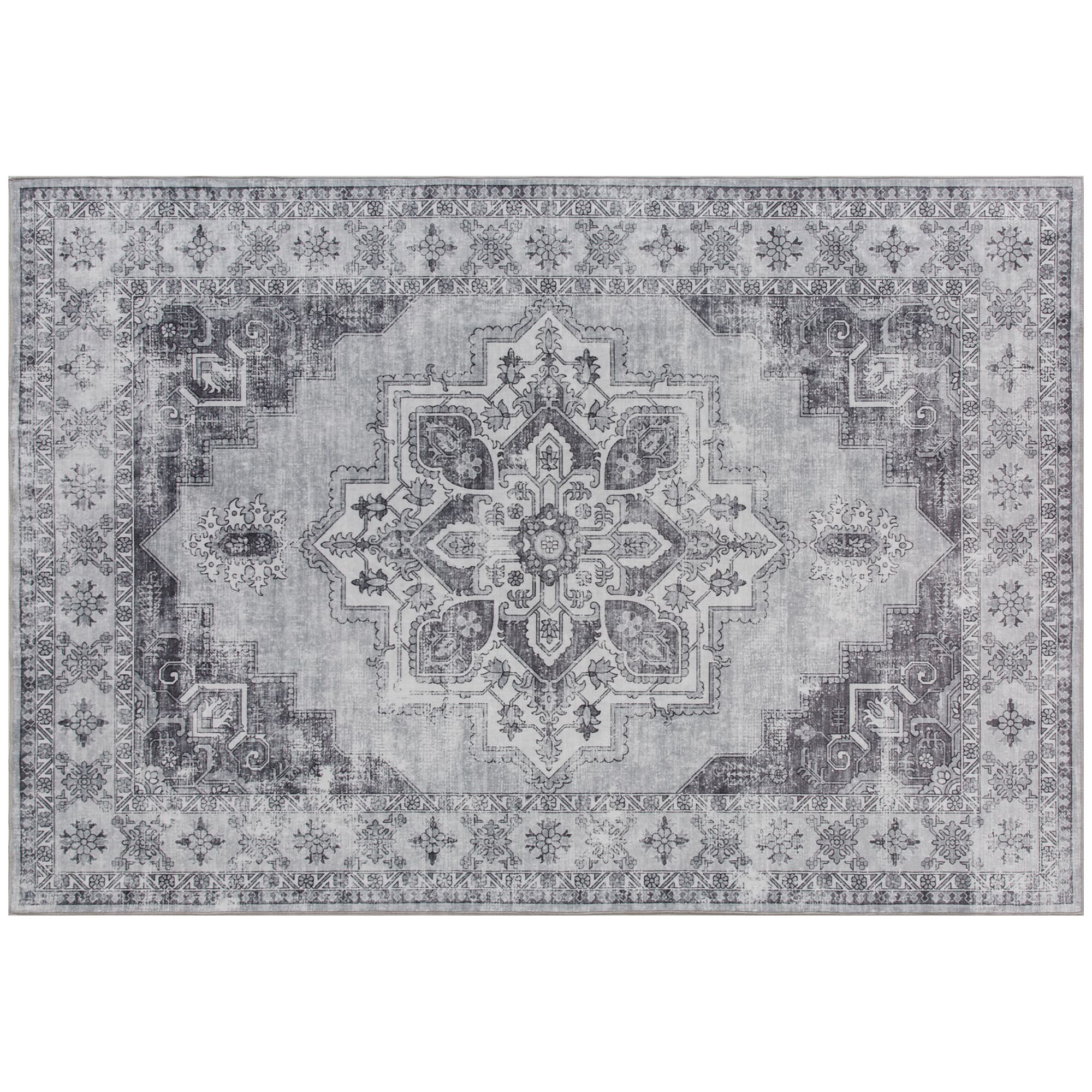 Vintage-Style Grey Washable Rug with Non-Slip Base, 170 x 120 cm - image 8