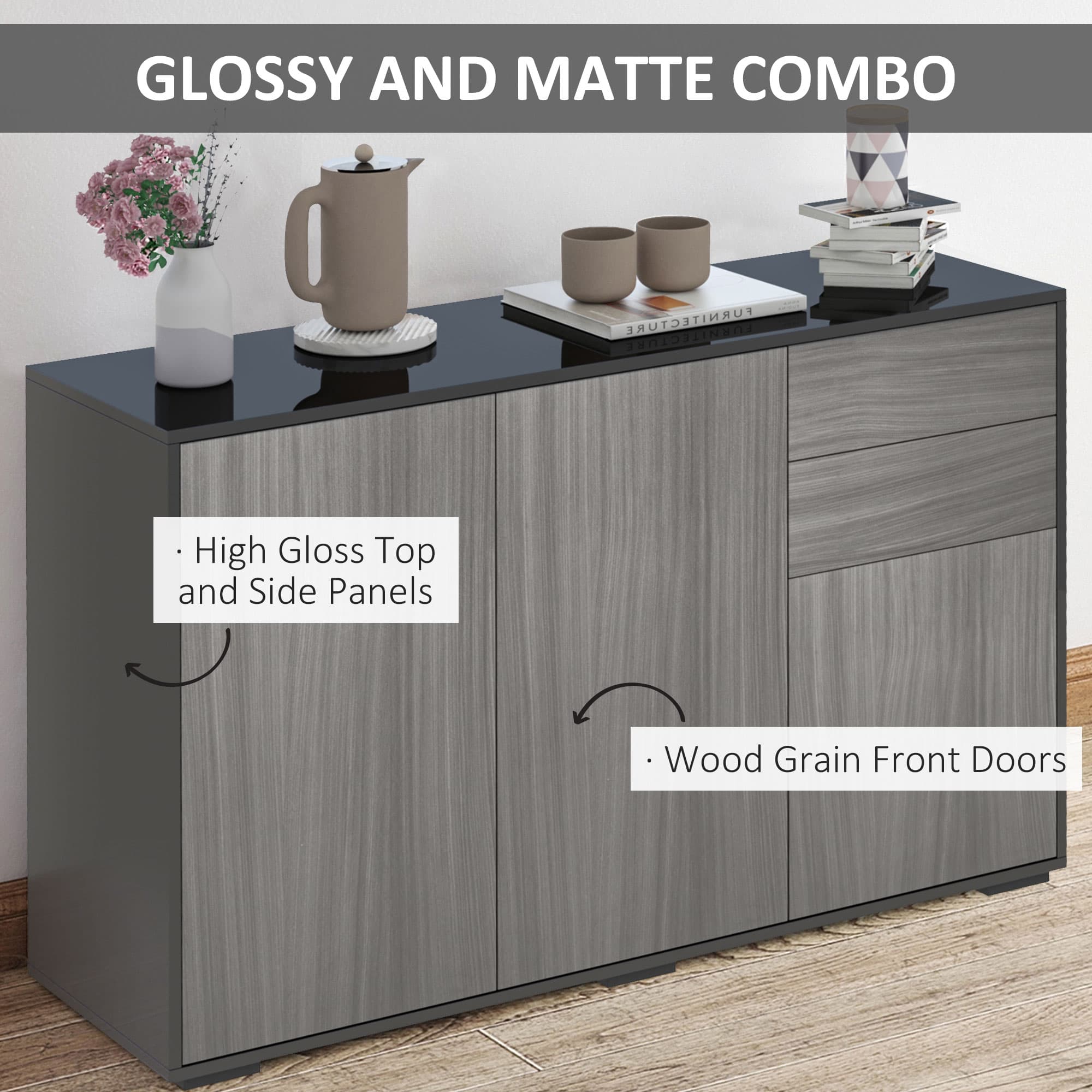 Transform Your Space with this High Gloss Push-Open Sideboard - image 1