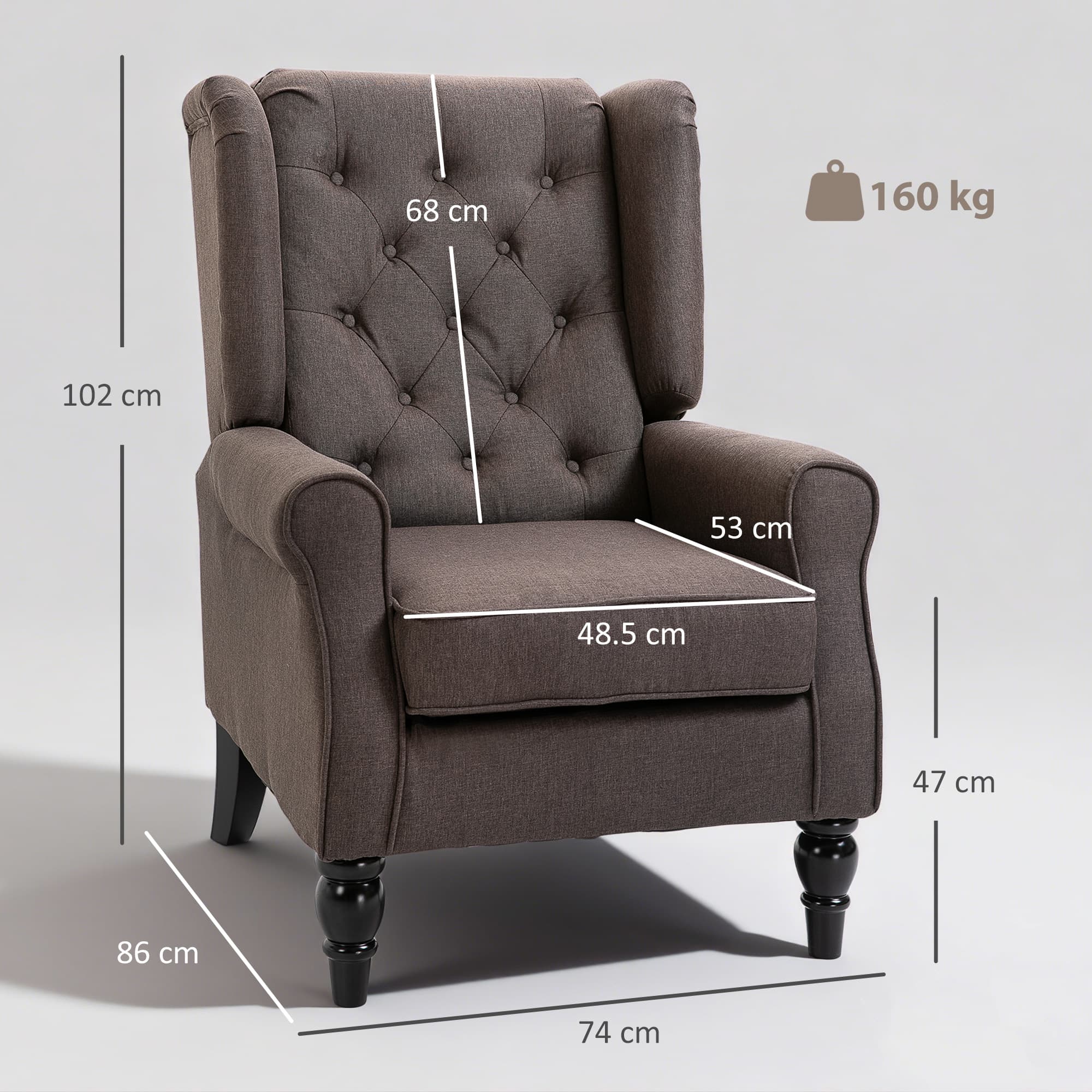 Discover Premium Comfort with this Brown Wingback Accent Chair - image 5