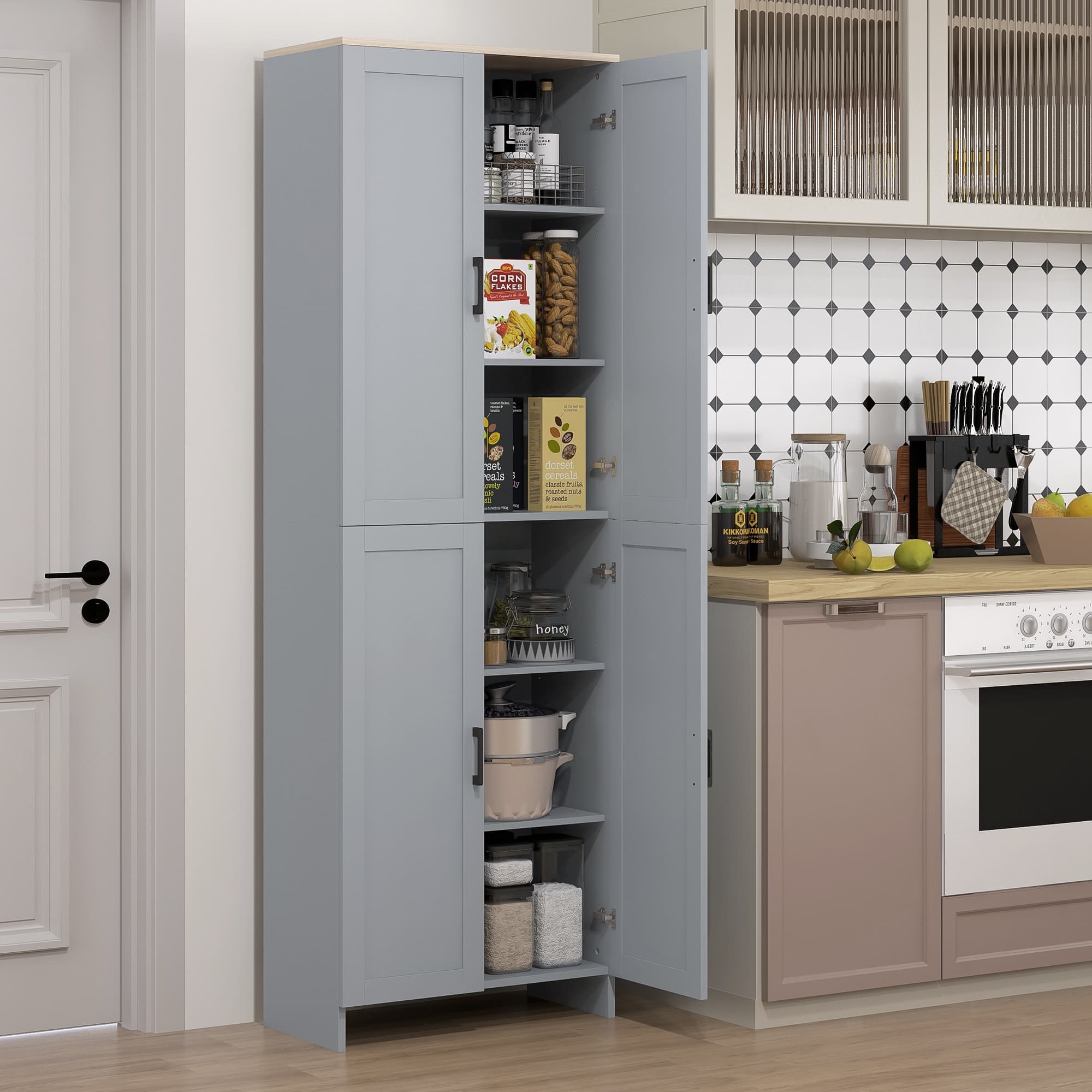 Transform Your Kitchen Storage With This Tall Grey Pantry Cupboard - image 4