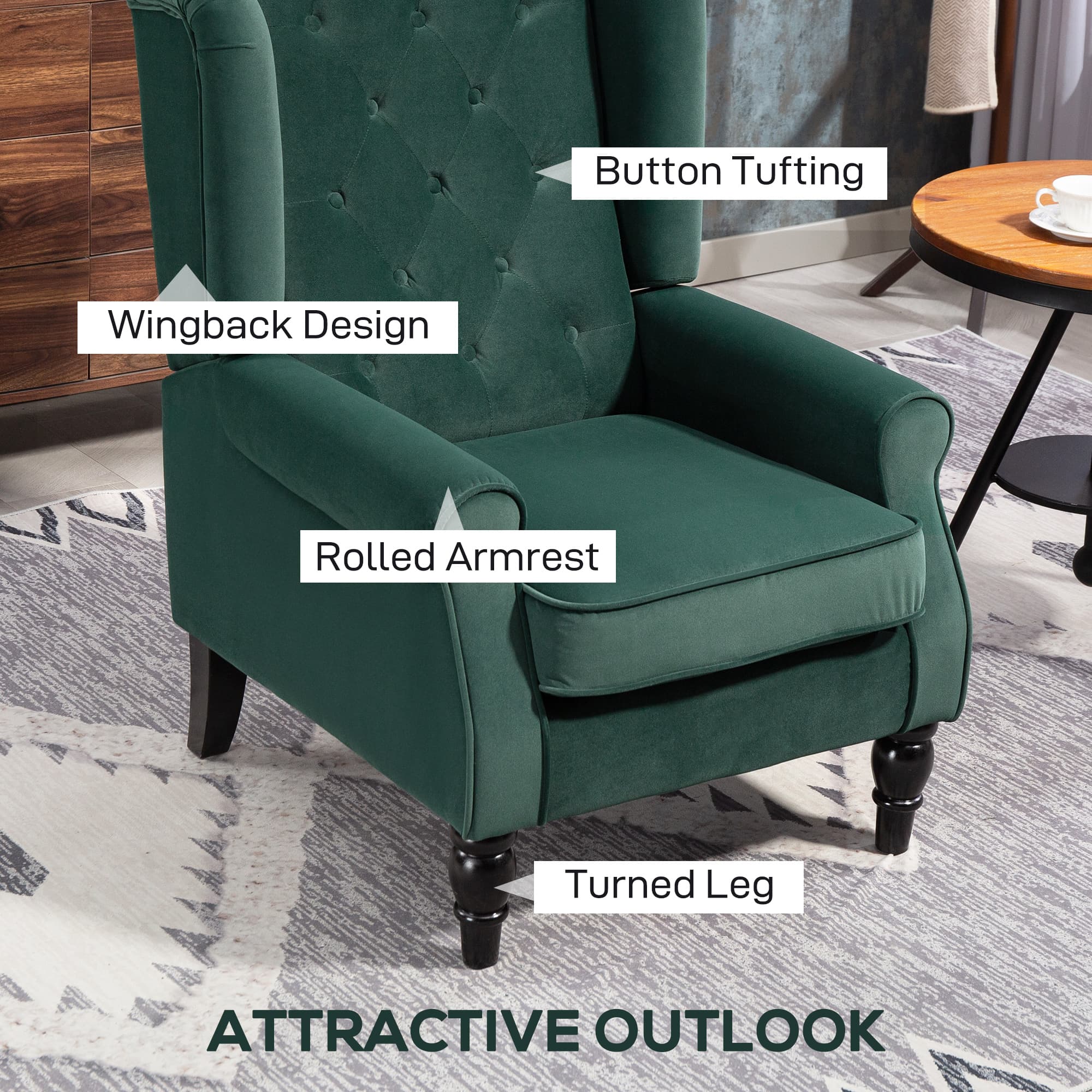 Transform Your Space with this Green Velvet Wingback Chair - image 3