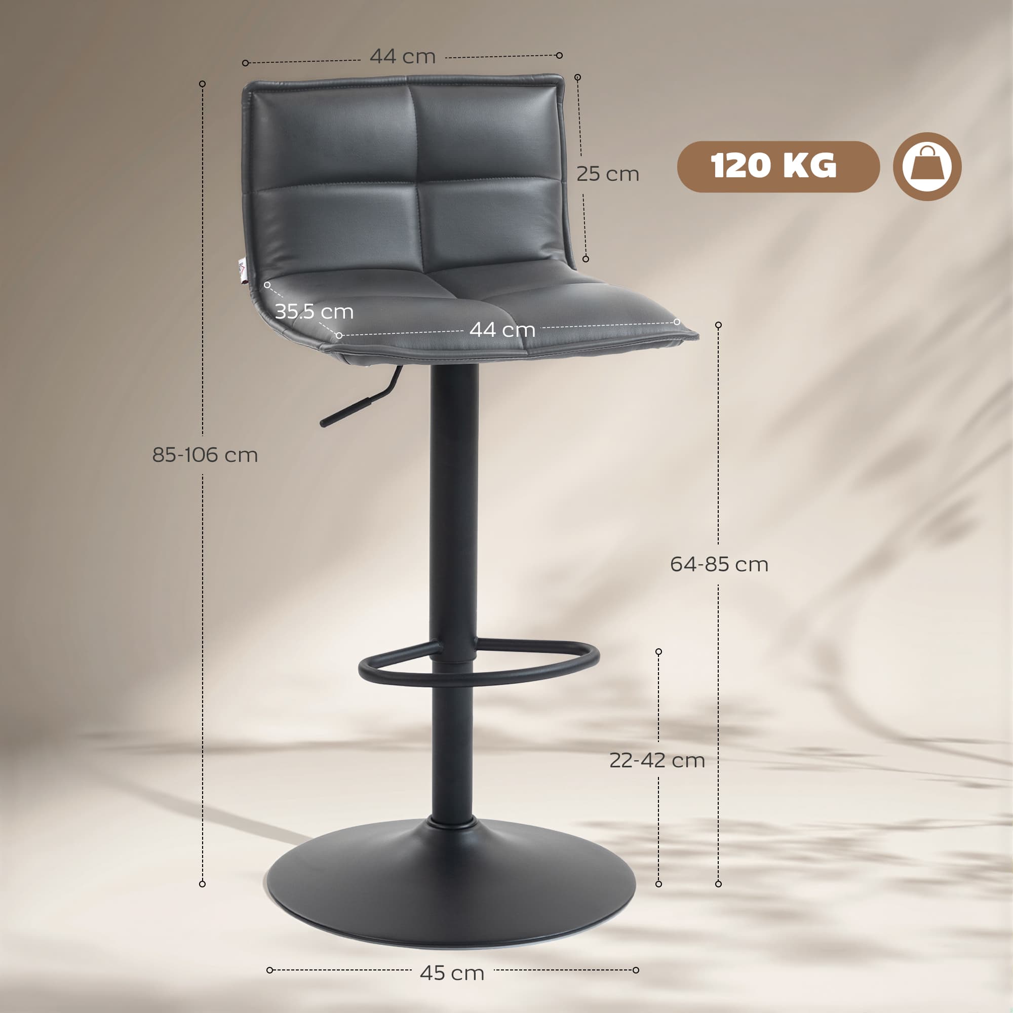 Transform Your Kitchen with Modern Dark Grey Swivel Bar Stools - image 5