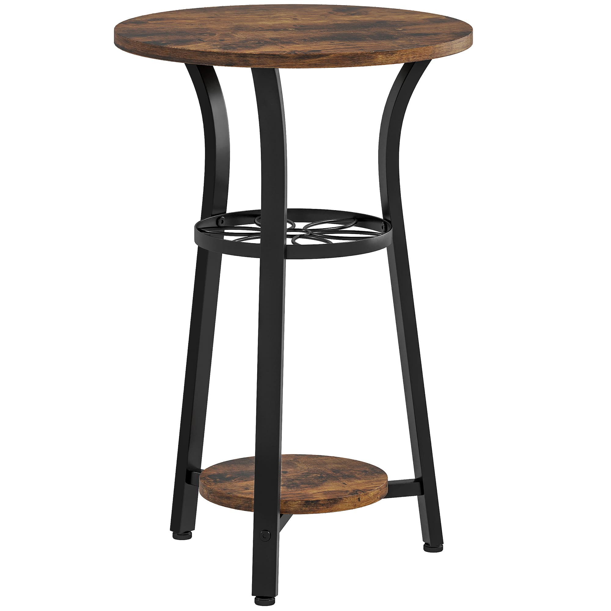 Rustic Brown Round Side Table with 3 Tiers - Rustic Brown
