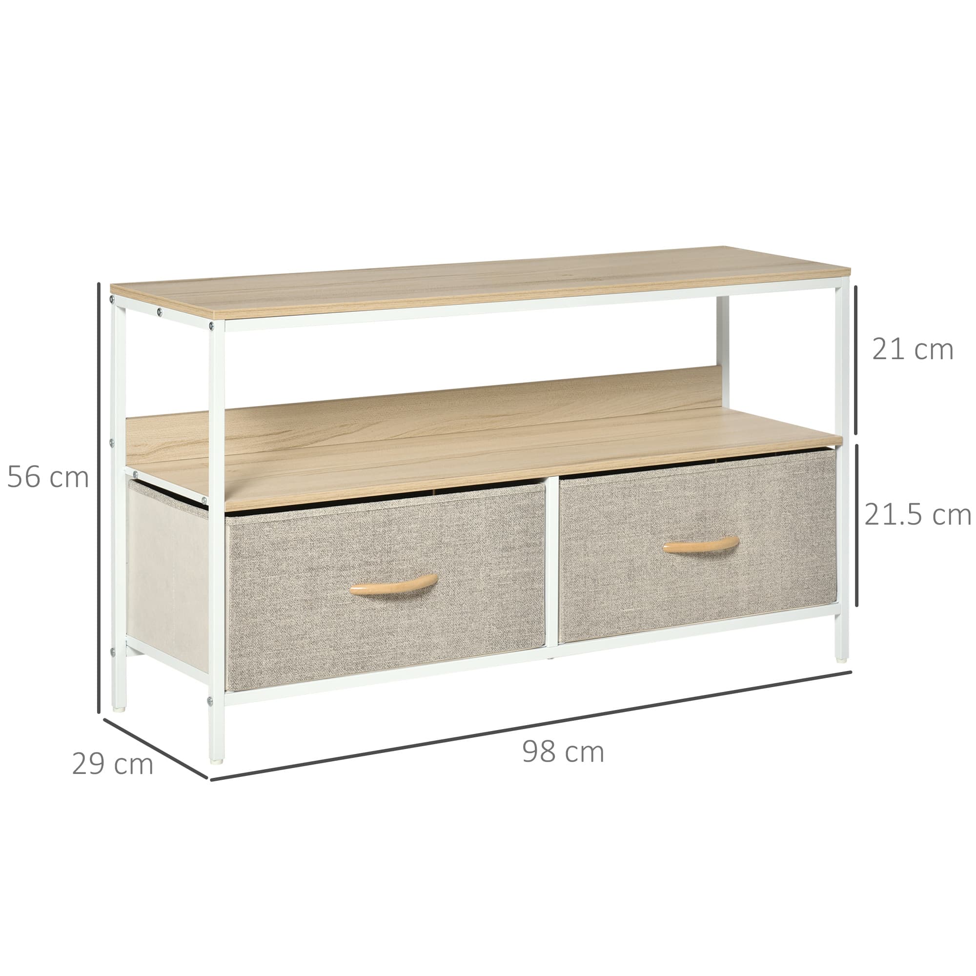 Low-Profile TV Stand with Fabric Drawers – Maple Finish - image 8