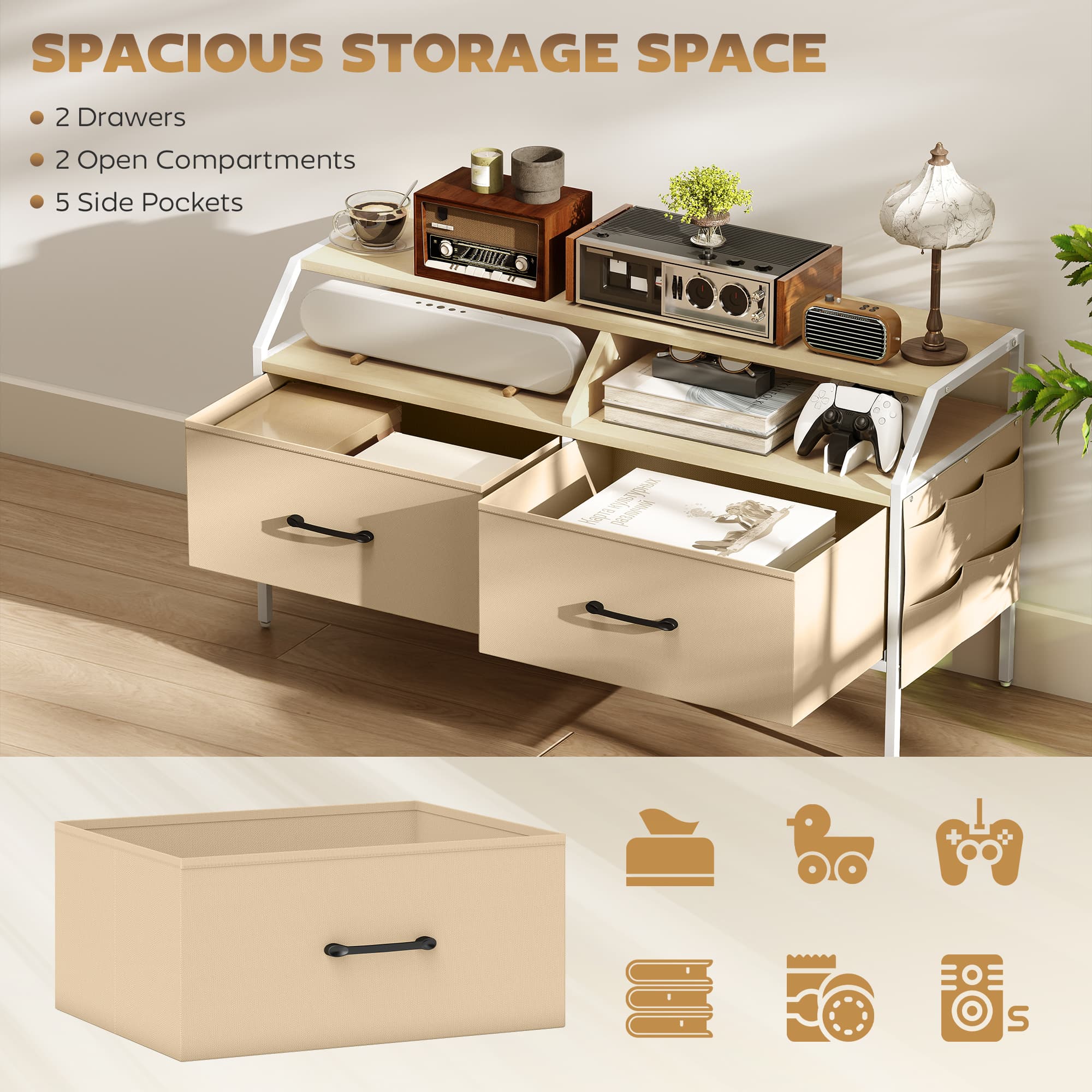 A practical TV stand with drawers, shelves and side pockets - image 10