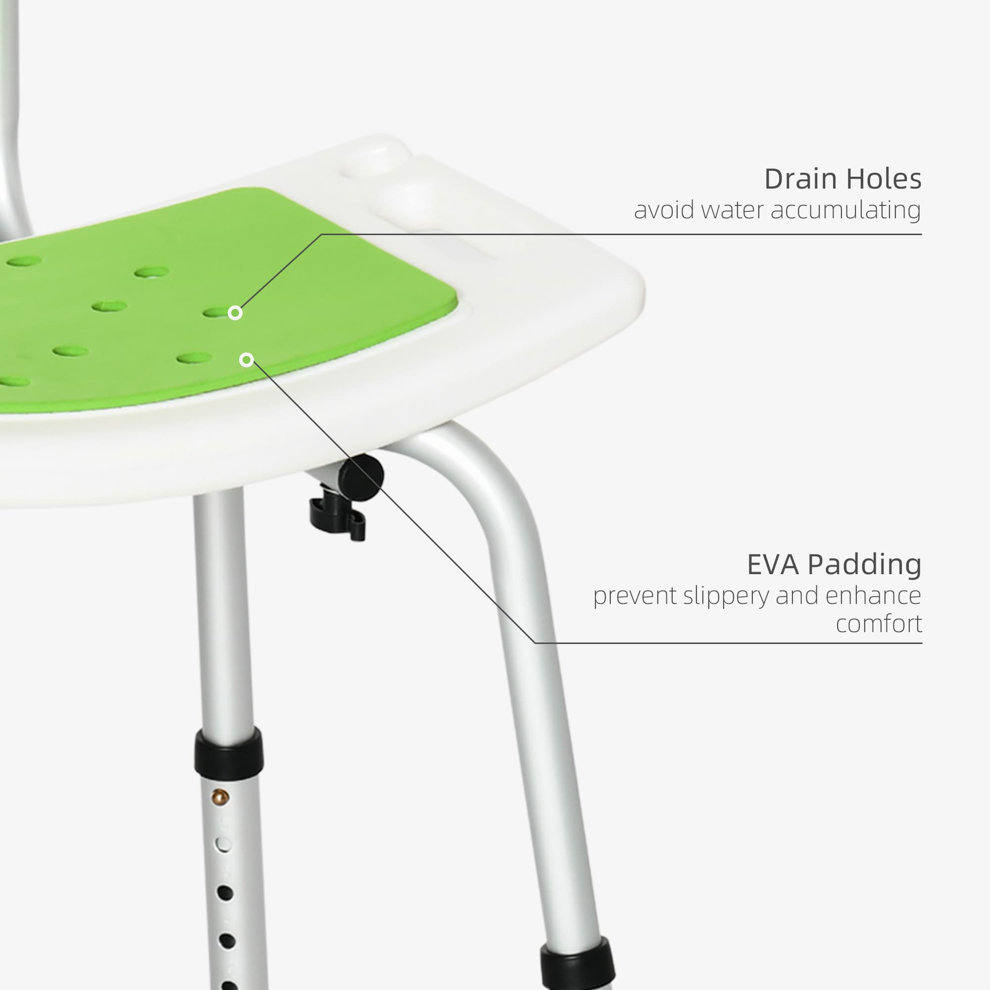 Supportive Green Shower Chair with Adjustable Height - image 7