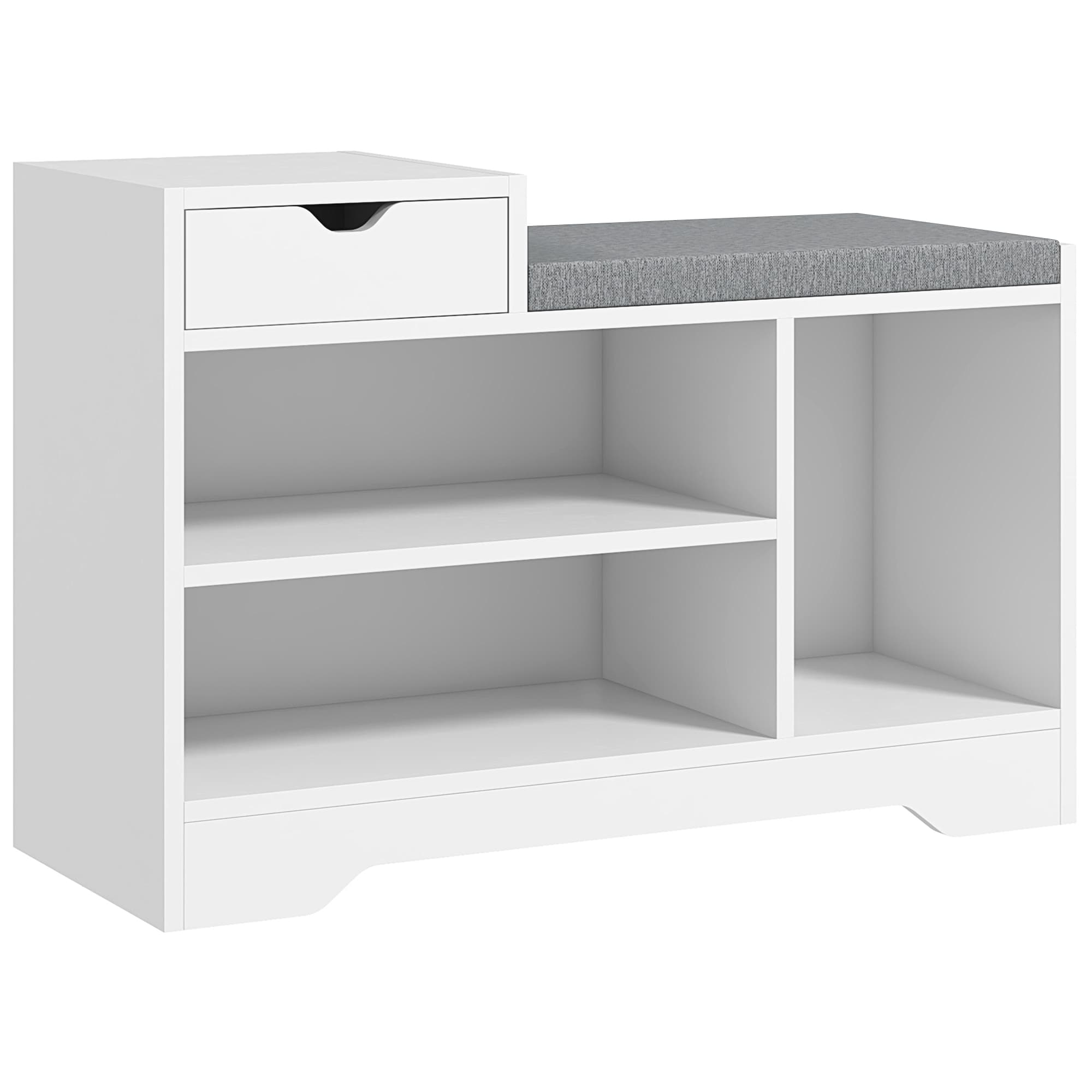 Effortless Hallway Organisation: White Shoe Bench with Seat - White