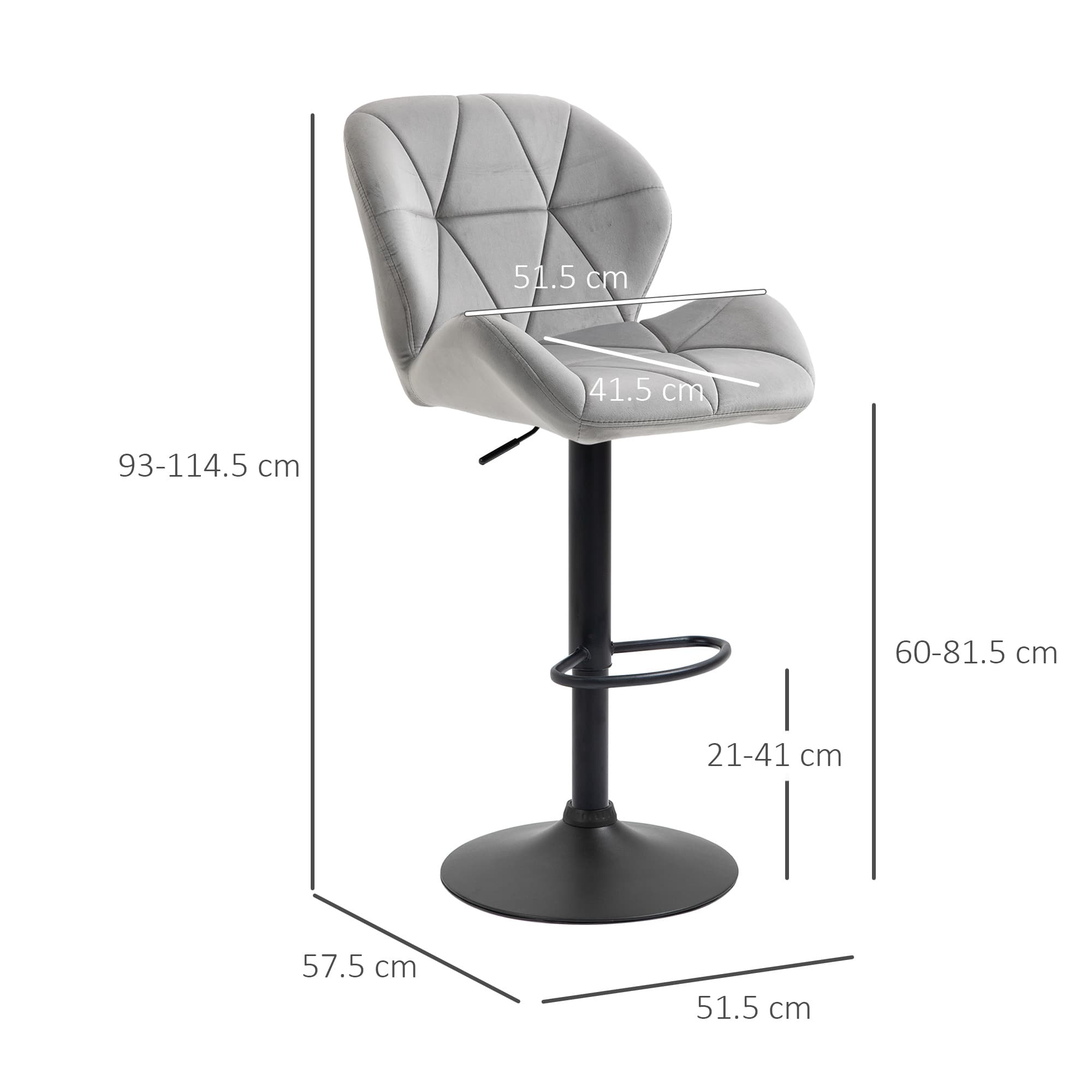 Effortless Comfort: Light Grey Velvet Adjustable Bar Stools - image 3