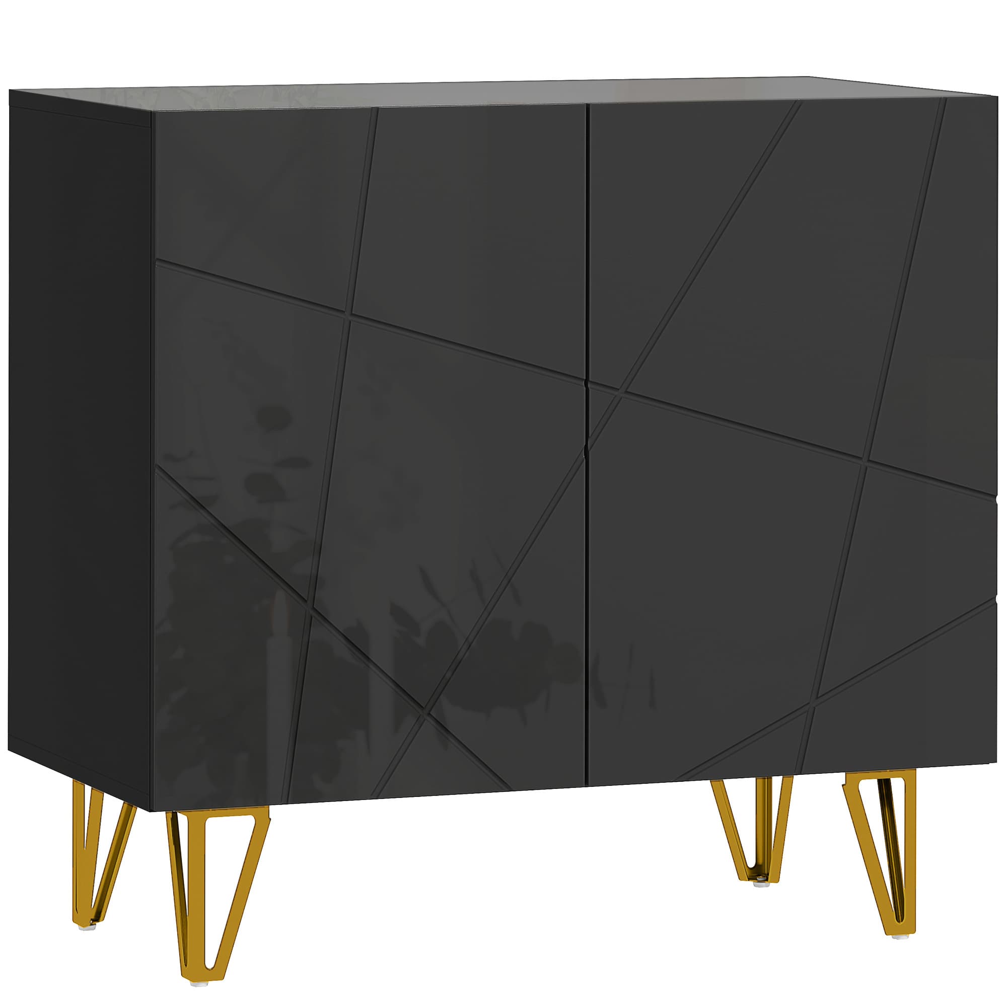 Transform Your Space with this Elegant Black Gloss Sideboard - Black