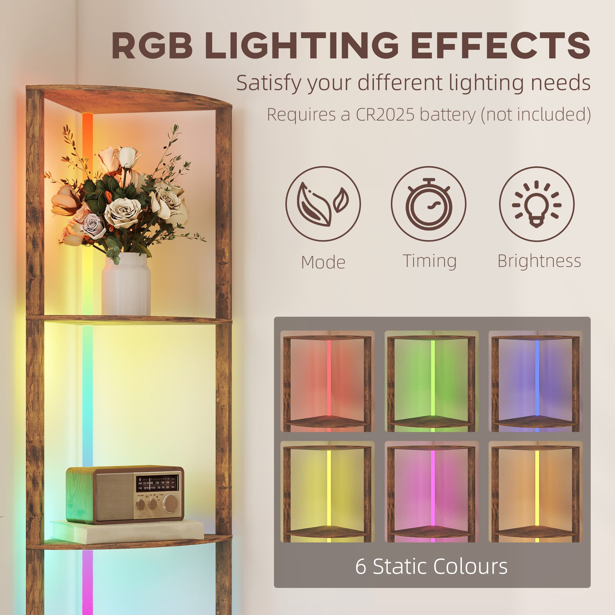 Elevate Your Room with this Rustic Brown RGB Floor Lamp - image 3